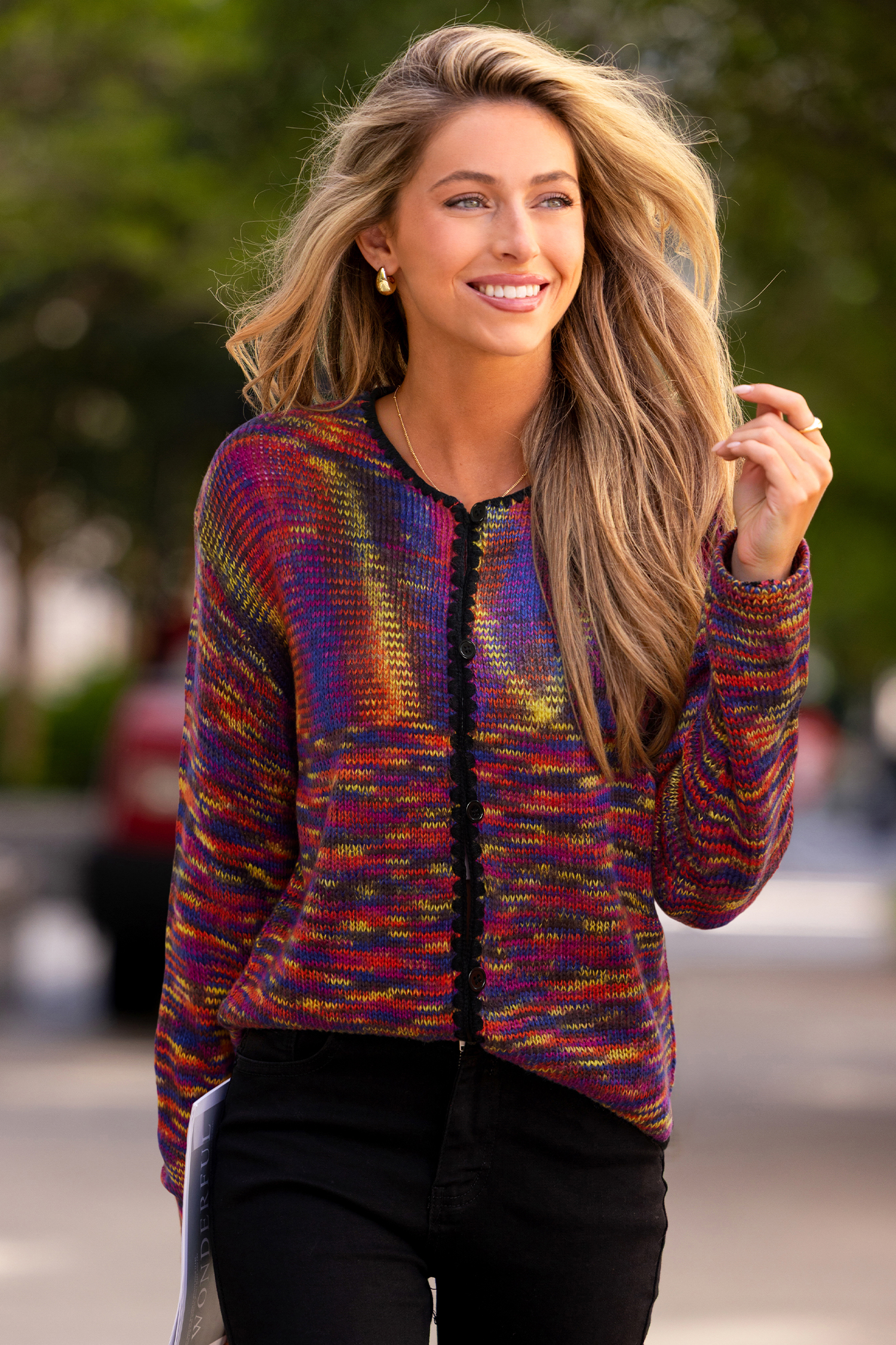 Cupshe It's Surreal Rainbow Cardigan In Purple