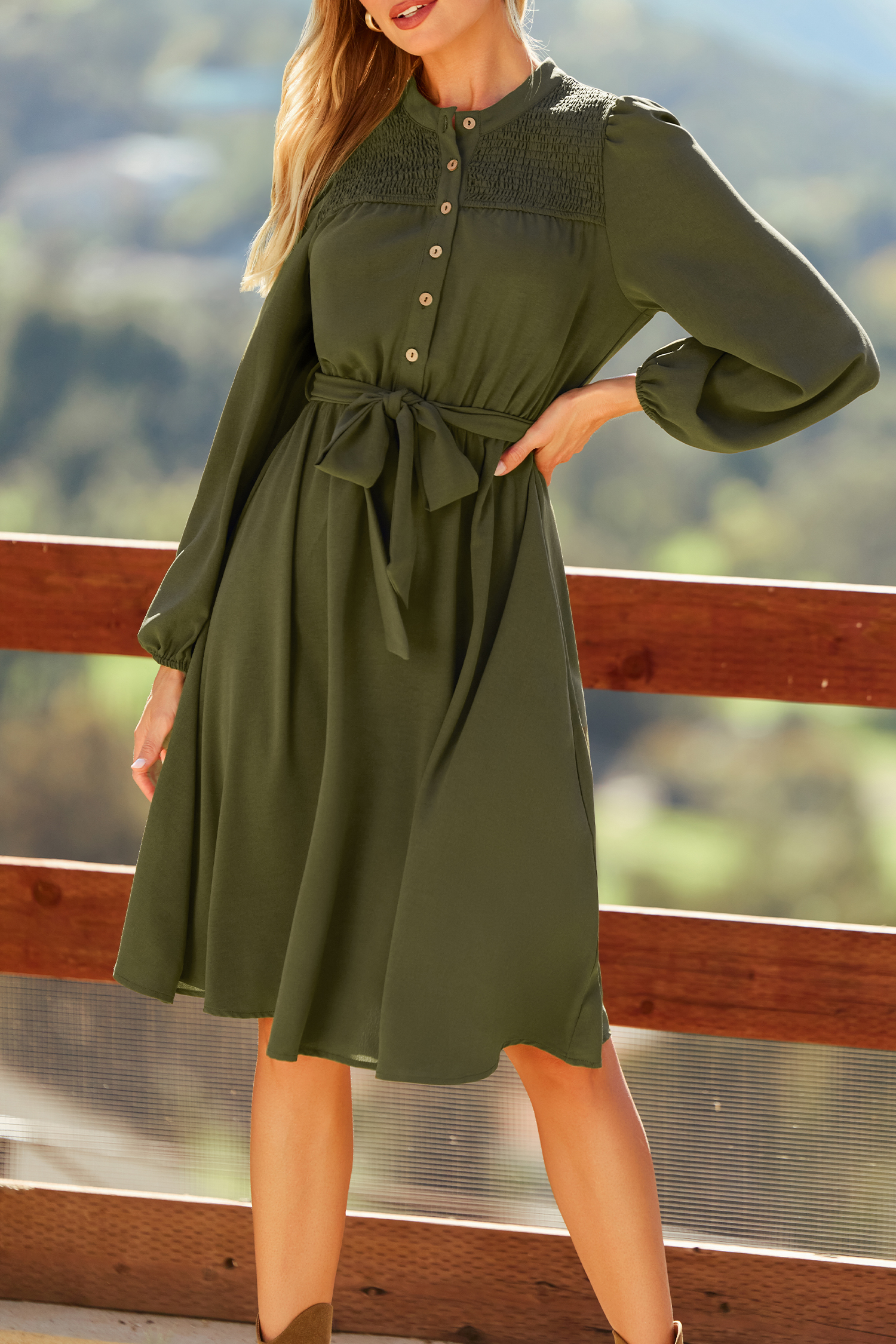 Abito midi verde Ride It Out