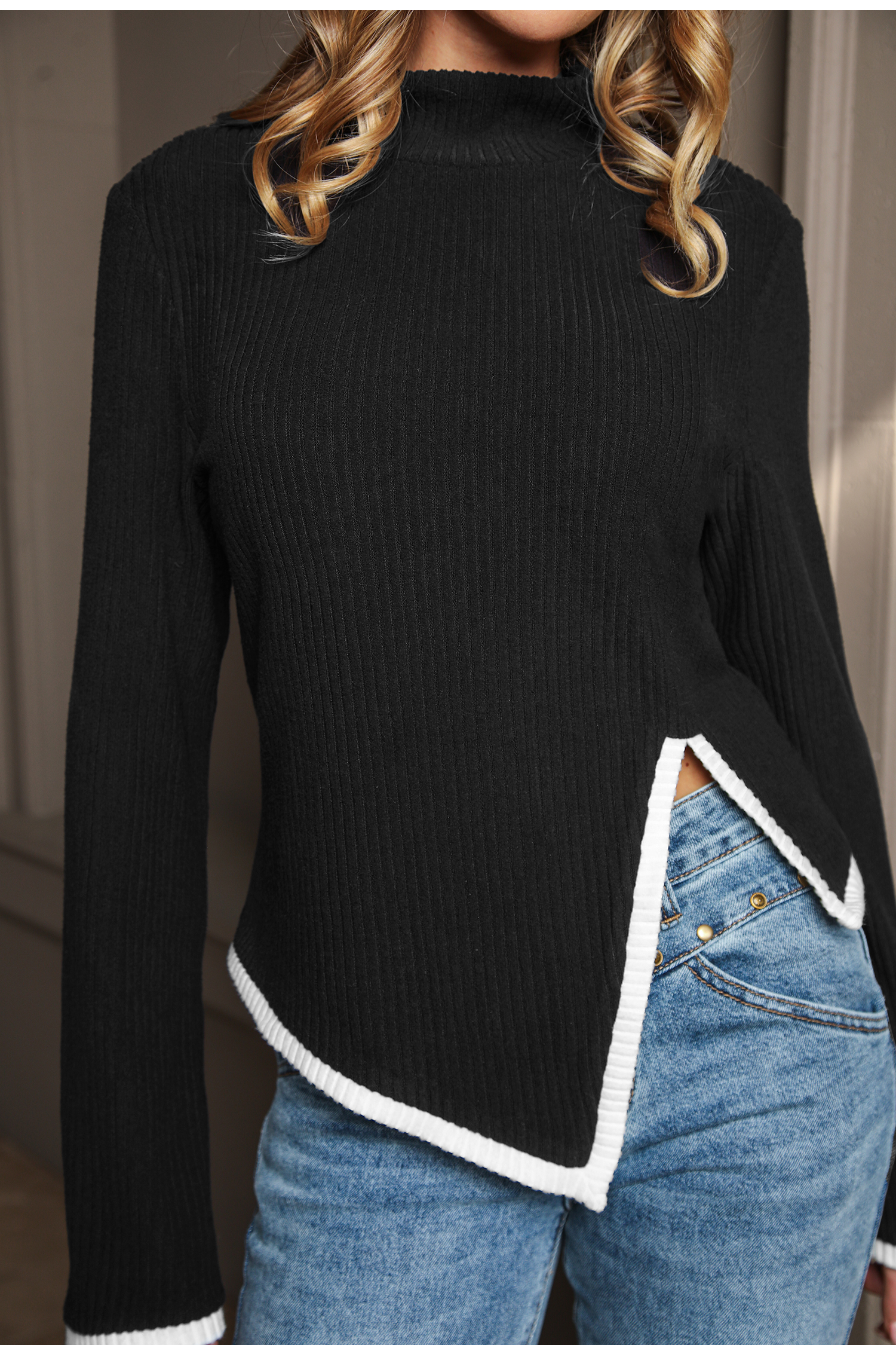 Cupshe Down To Business Black Sweater In Black