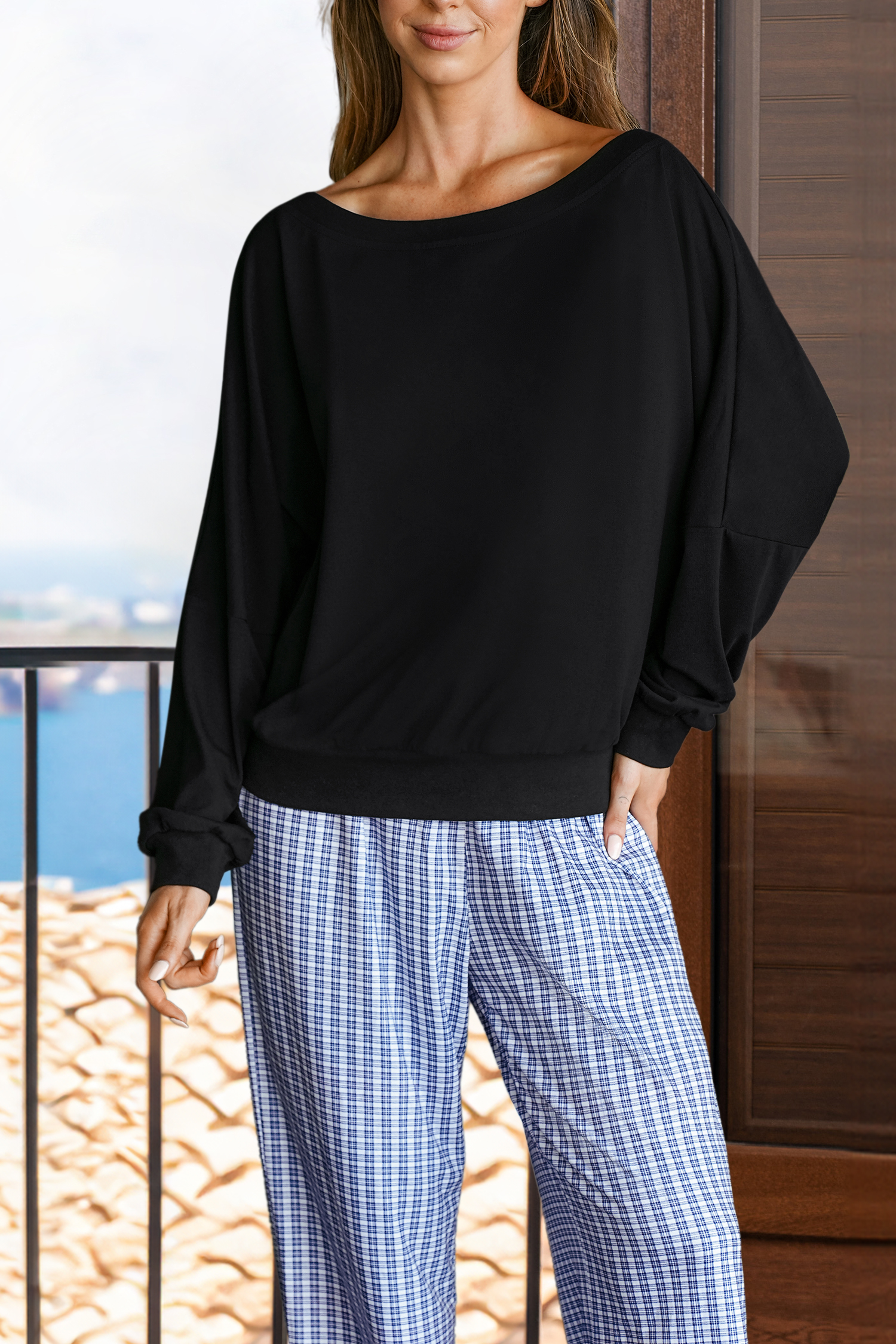 Cupshe New Me Plaid Pajama Set In Black