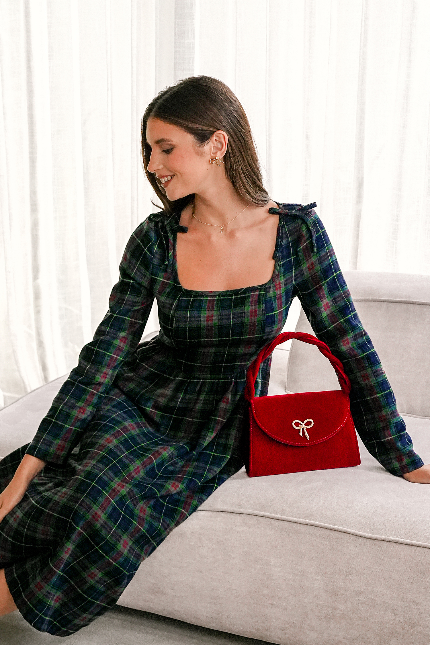 Preppy Plaid Midi Dress