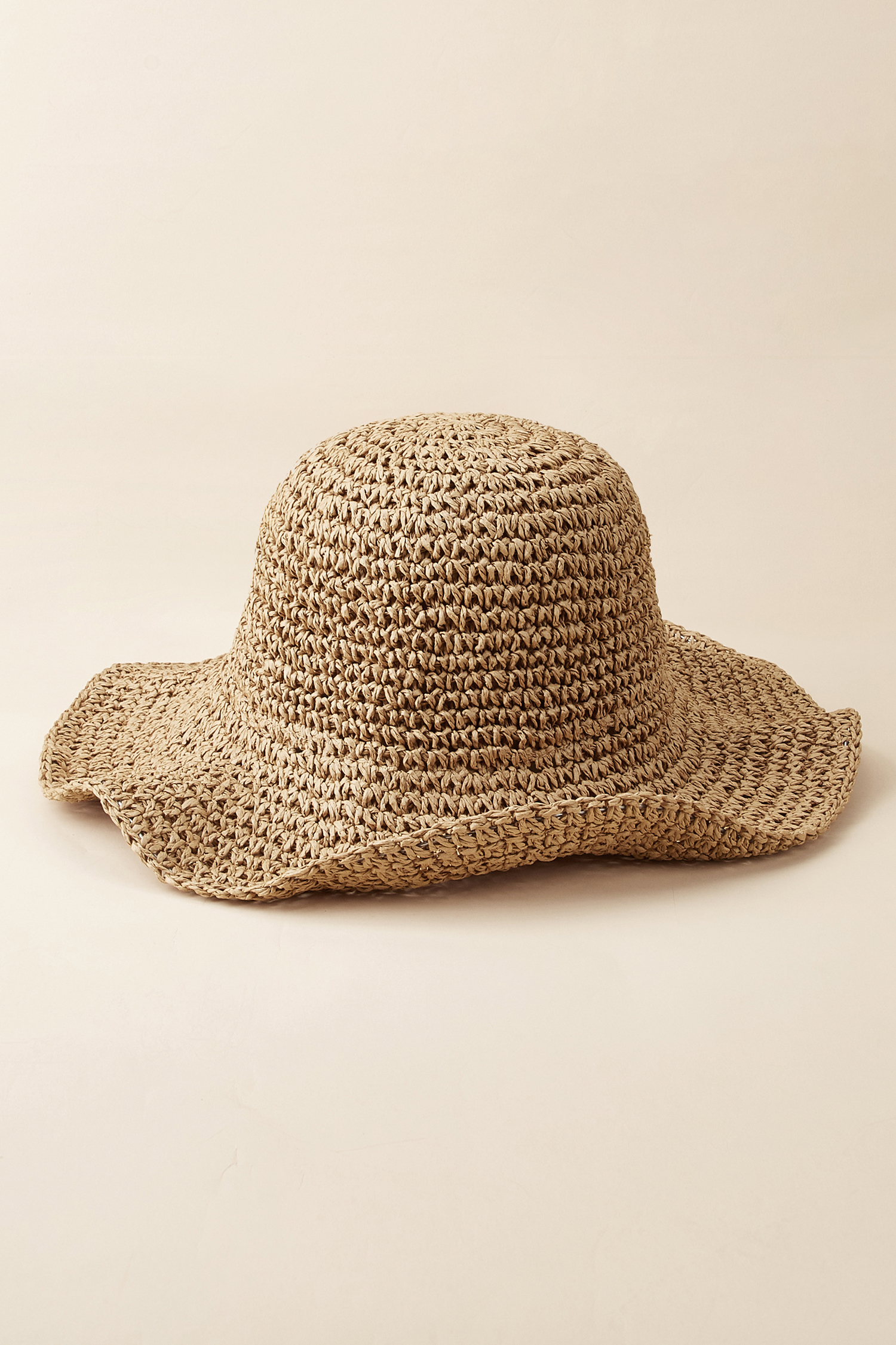 Kahki Strohhut mit breiter Krempe