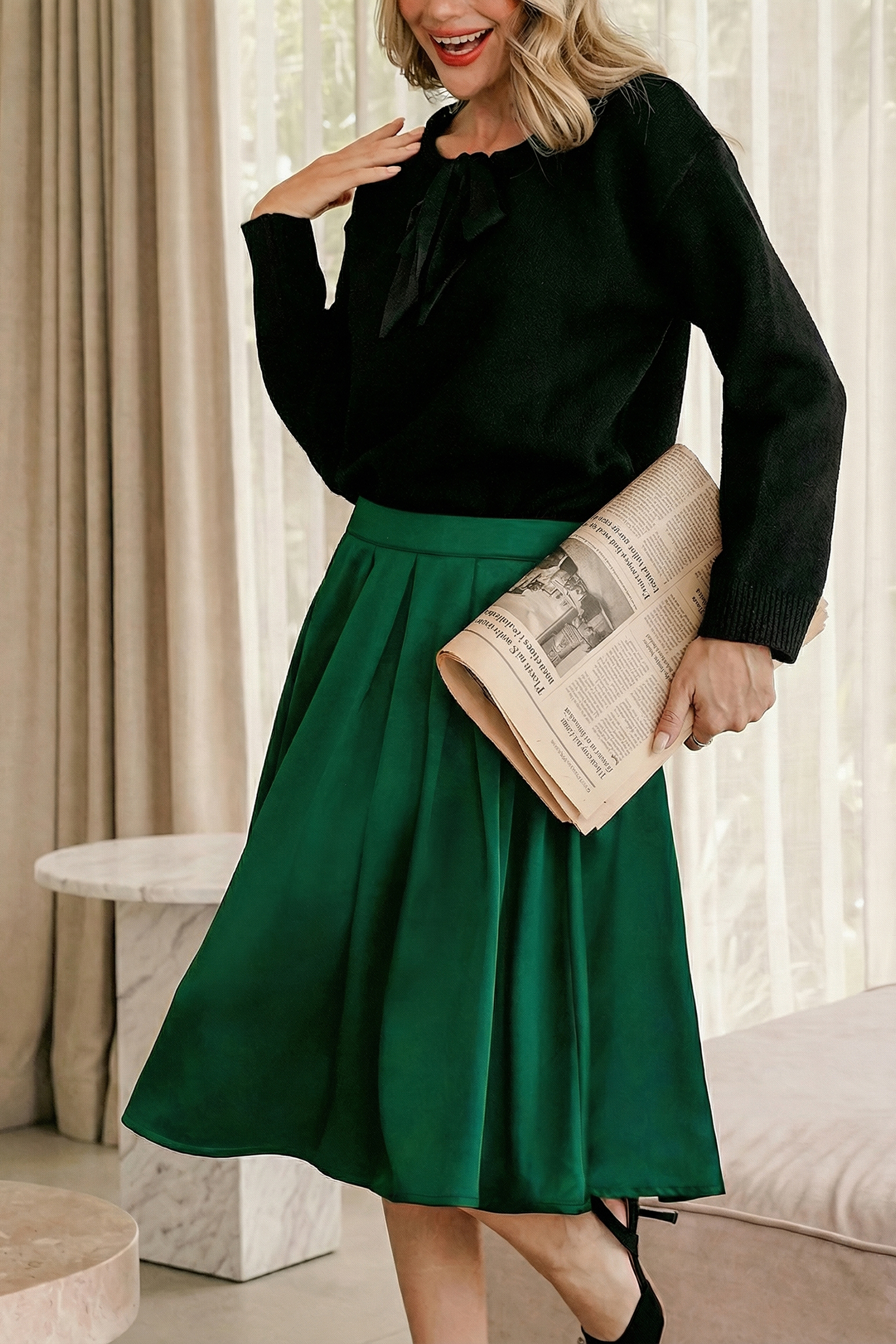 Ritz Green Midi Skirt