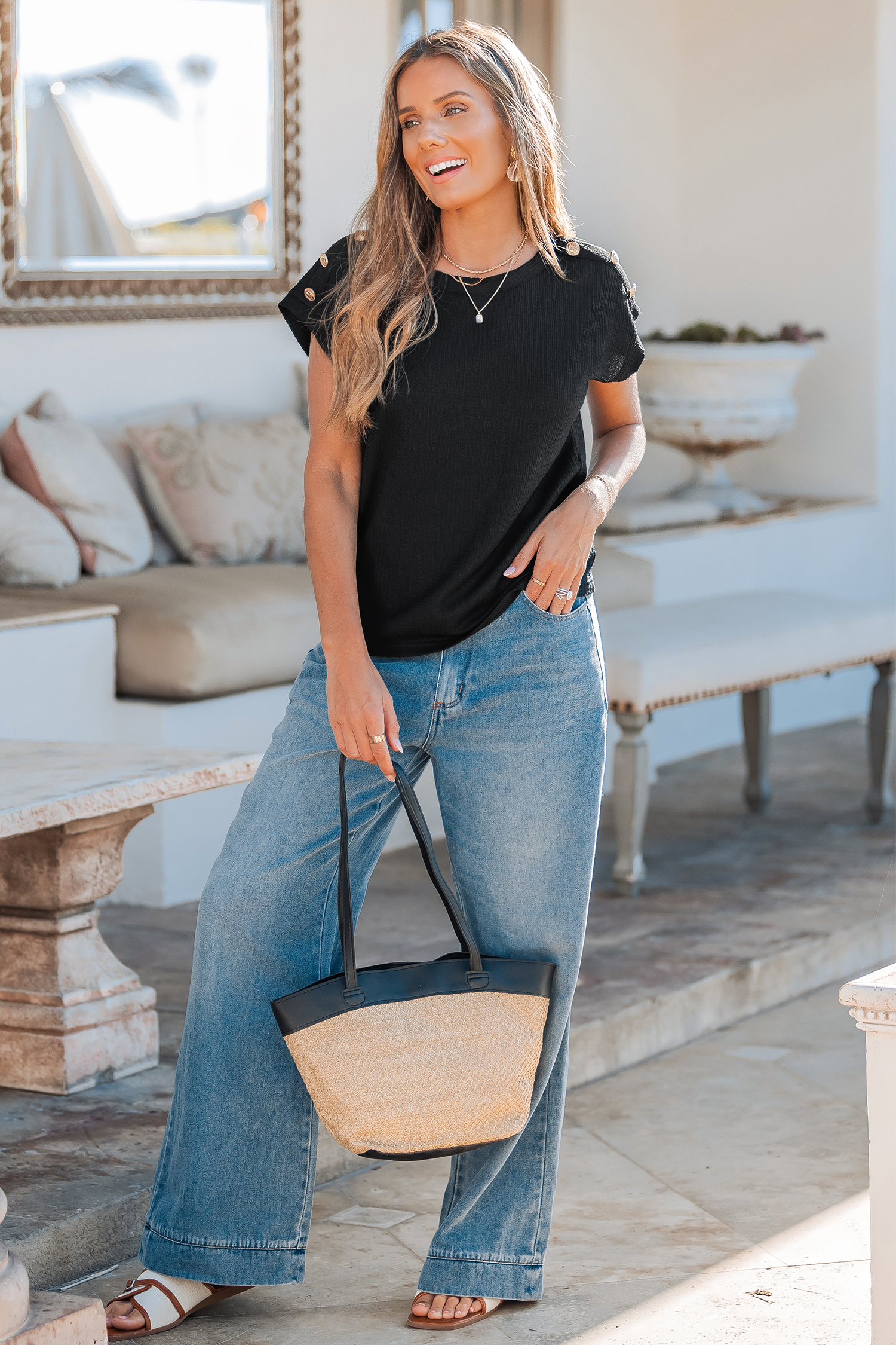 Top nero a rotazione