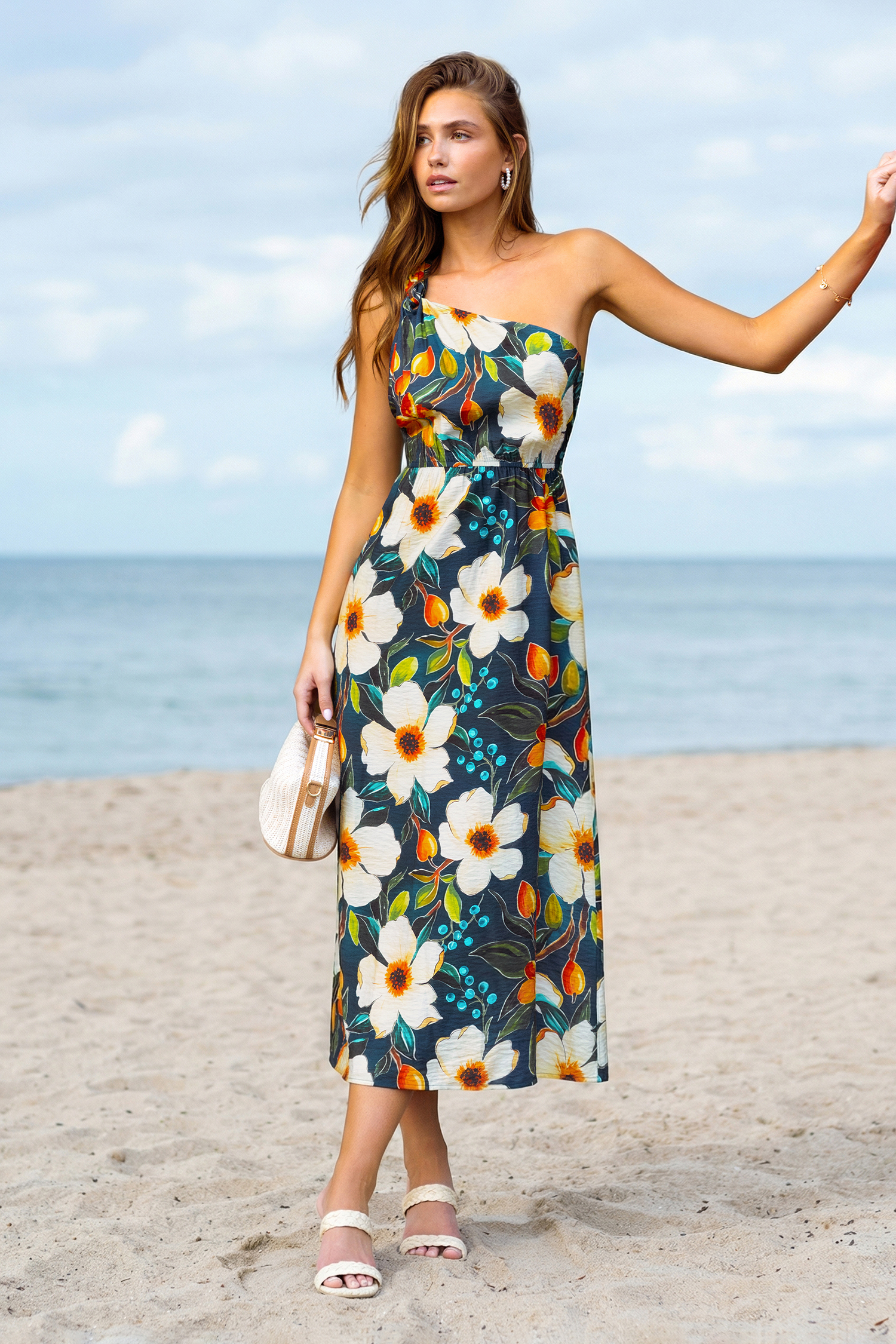 Bahamas Glow Floral Midi-jurk