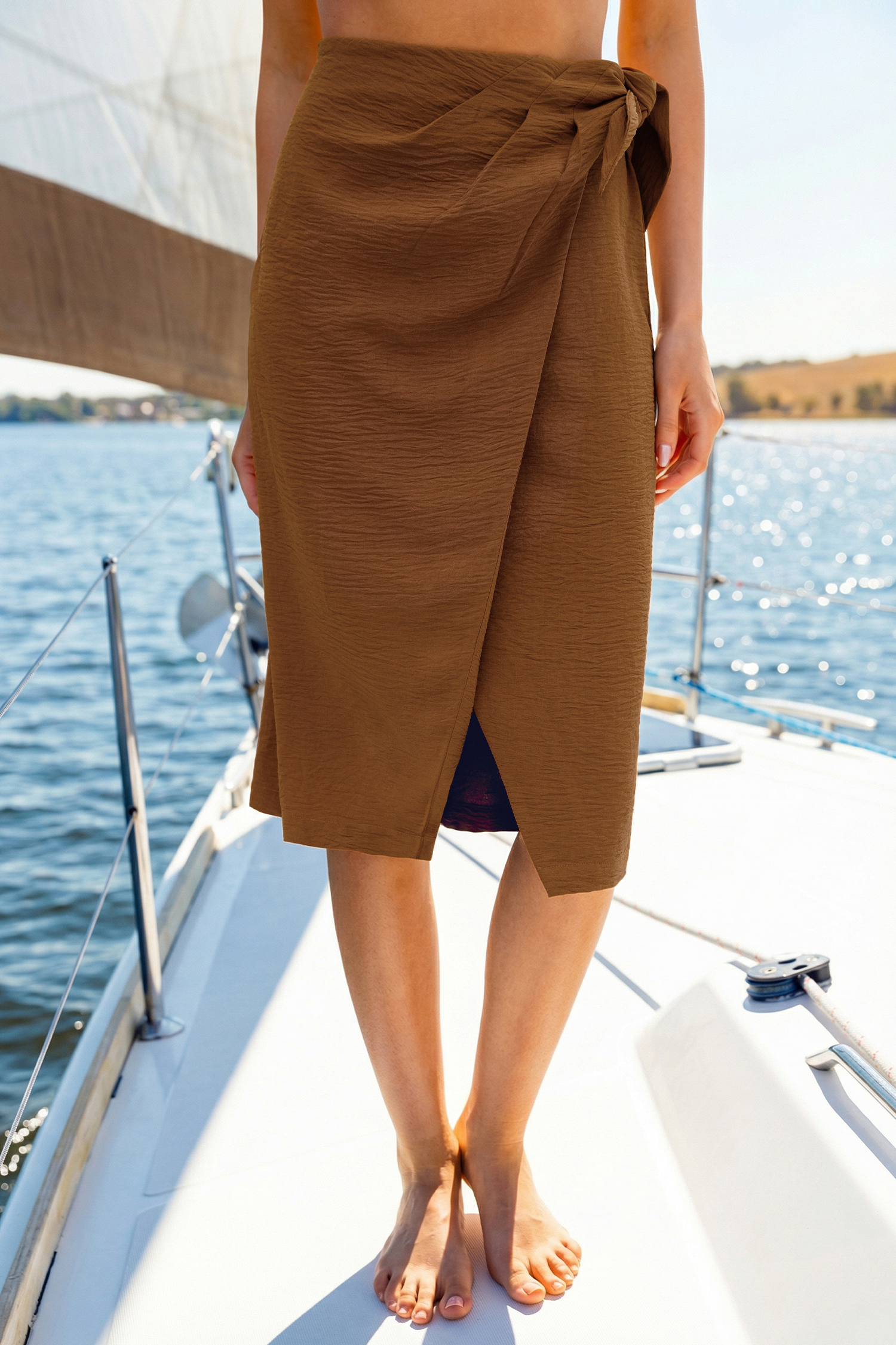 I'm In Brown Midi Skirt