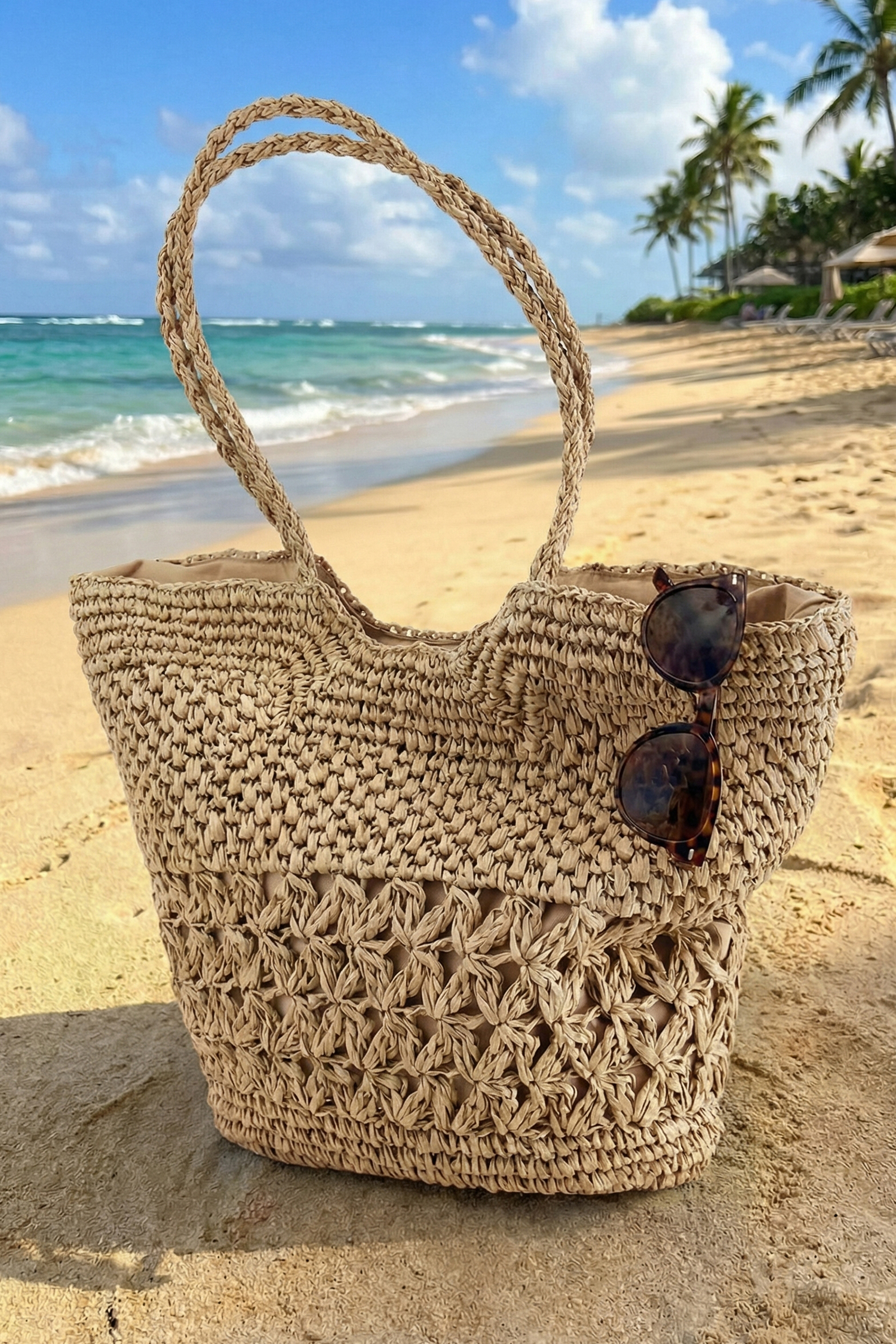 Sac fourre tout en paille tressé