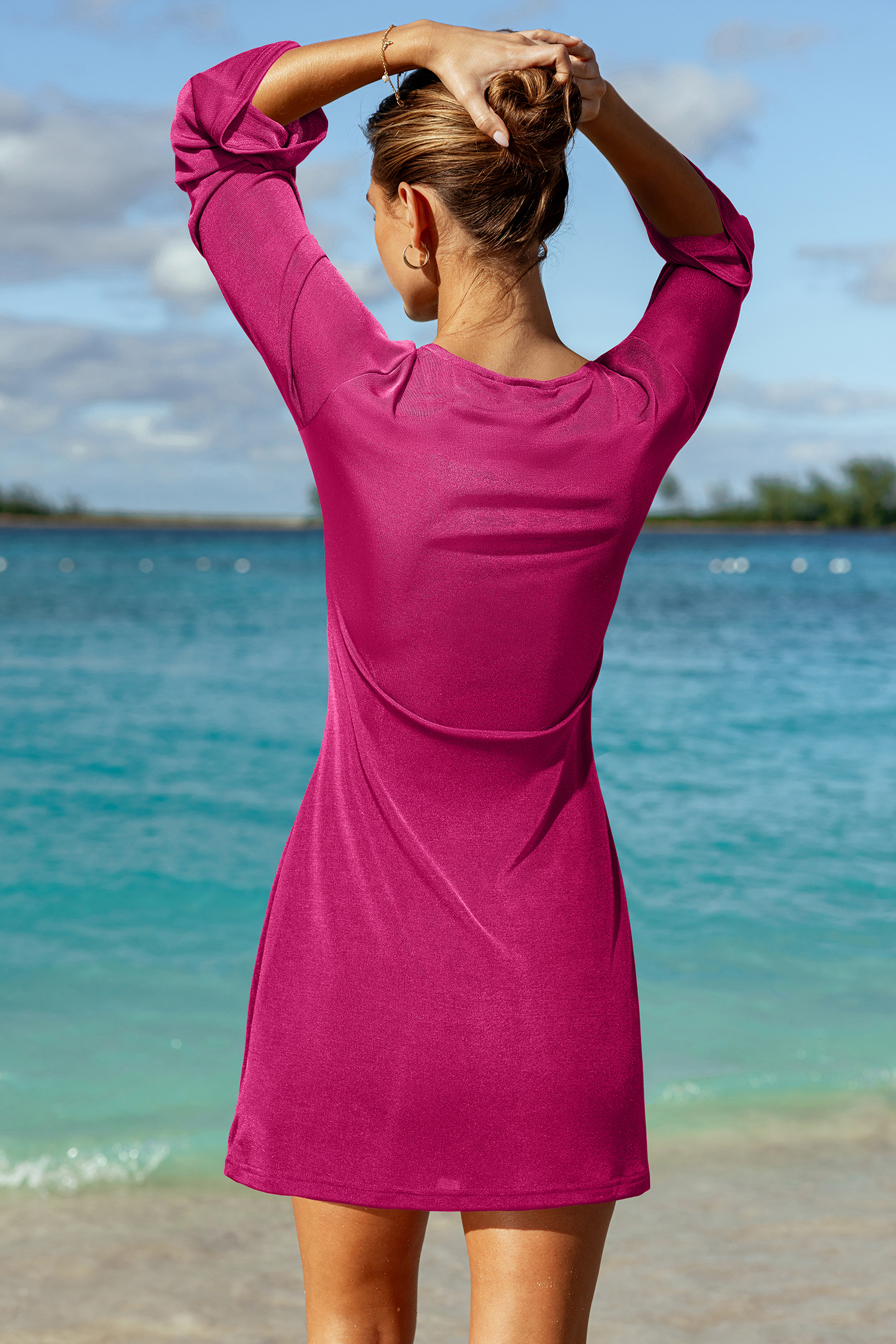 Fired Up Magenta Cover-Up Mini Dress