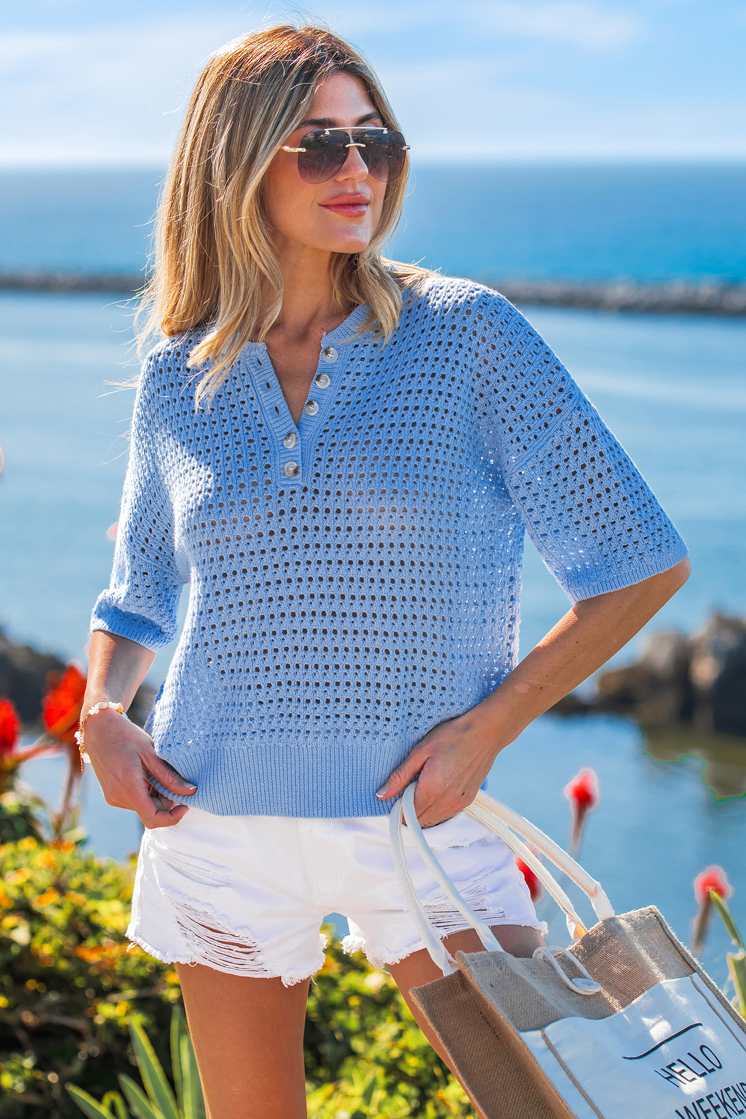 Top copricostume blu piscina