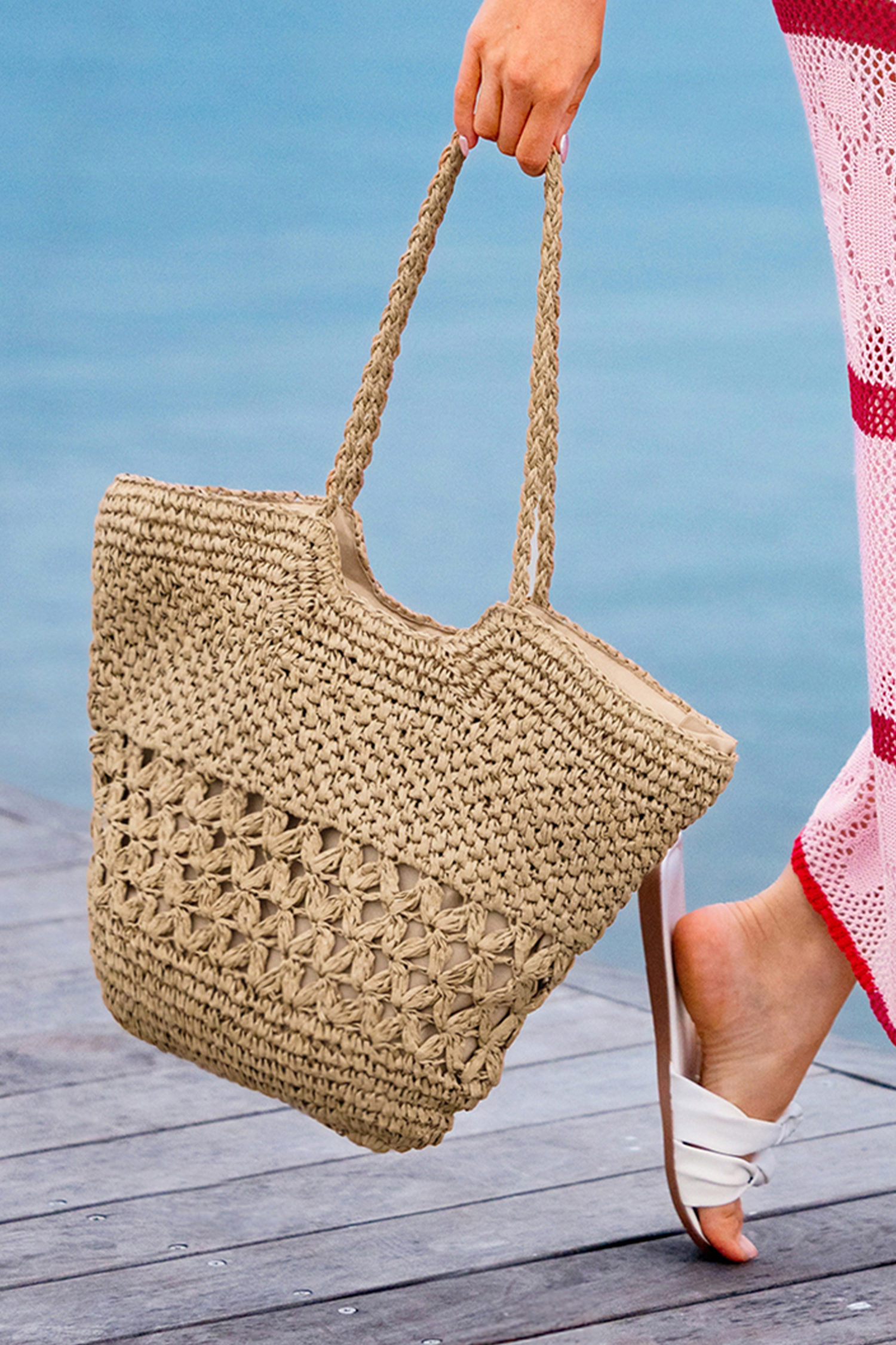 Saint Tropez Day Straw Tote Bag