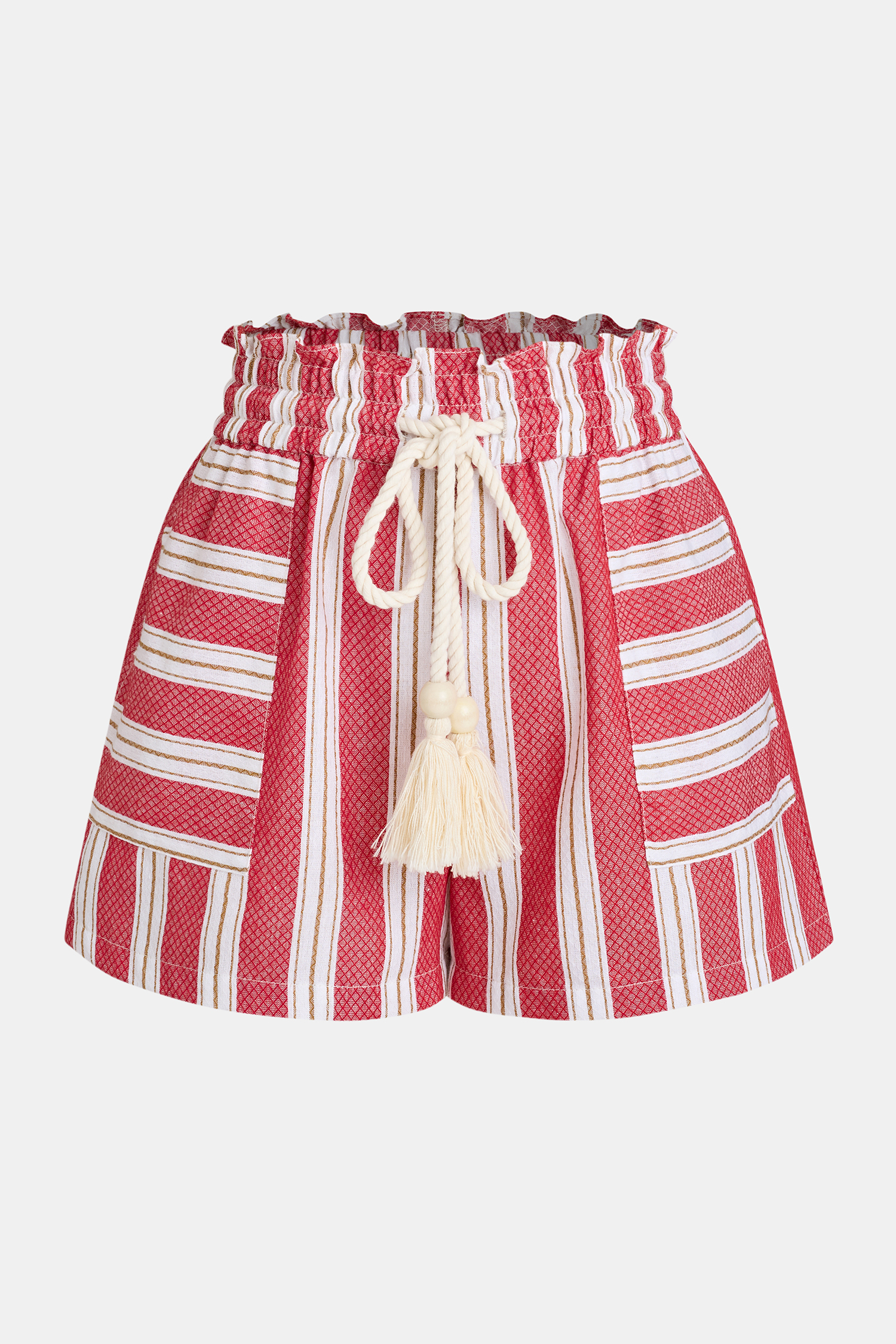 Gestreifte Shorts mit Paperbag-Bund