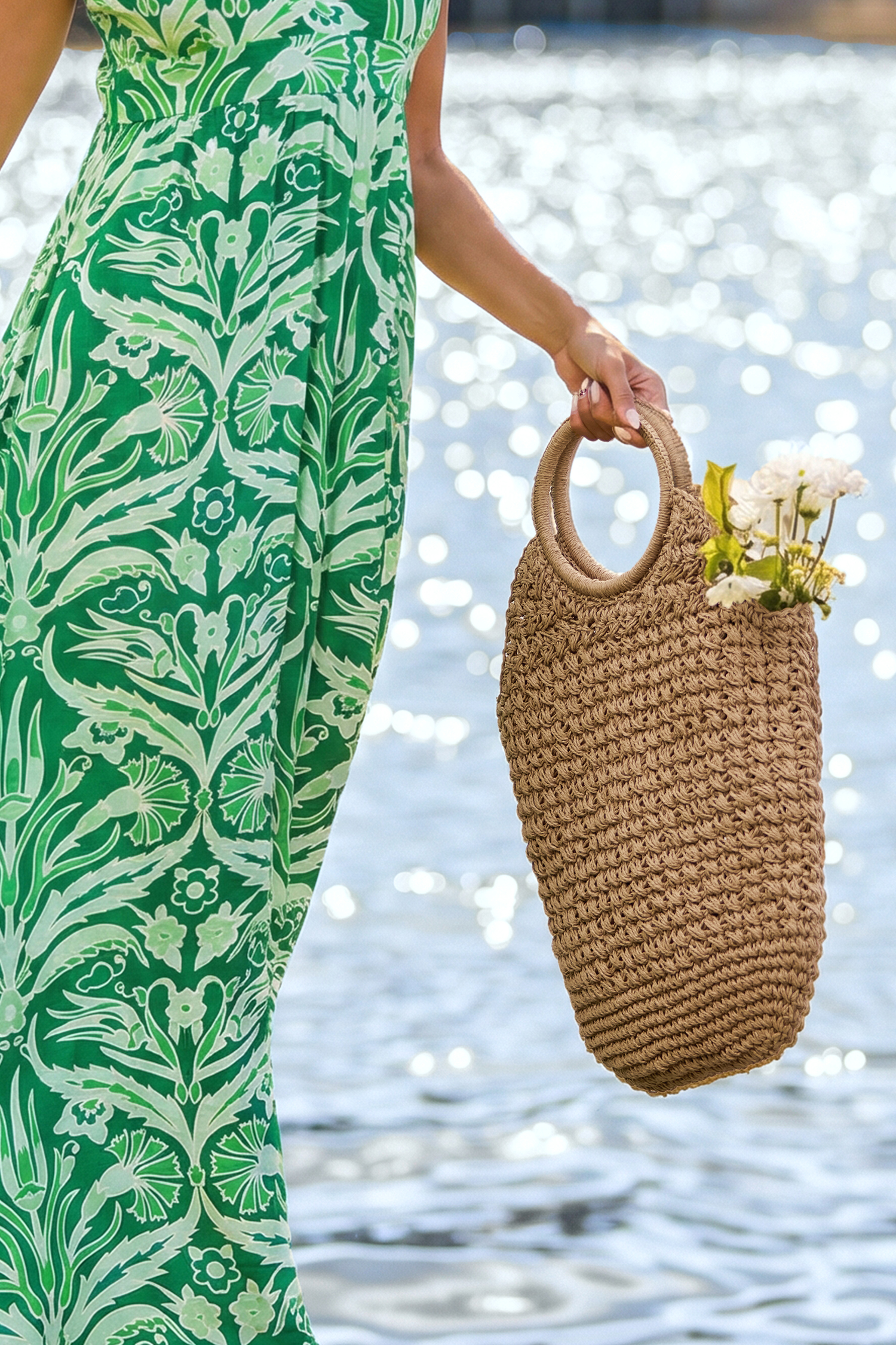 Beachside Bliss Straw Tote Bag