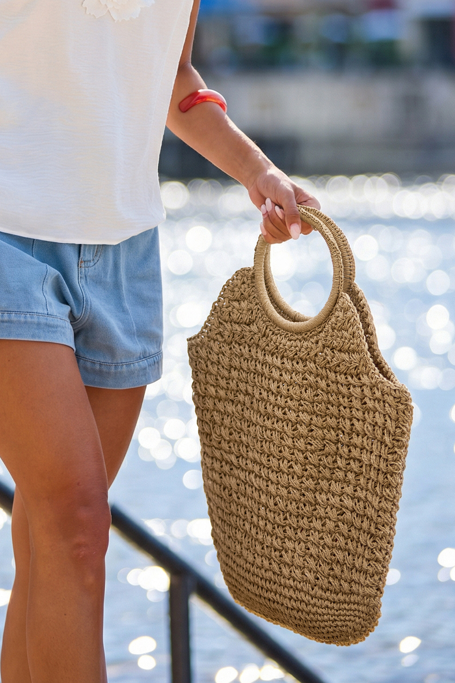 Beachside Bliss Straw Tote Bag