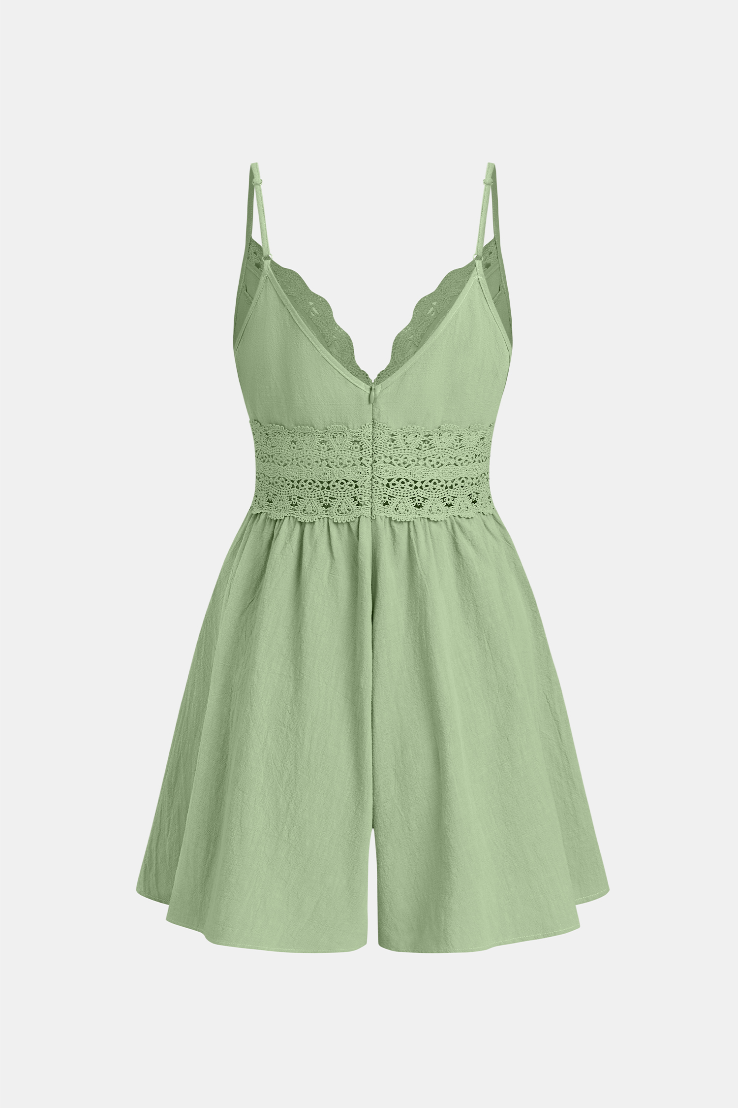 Grüner Ärmelloser Tiefer Ausschnitt Romper