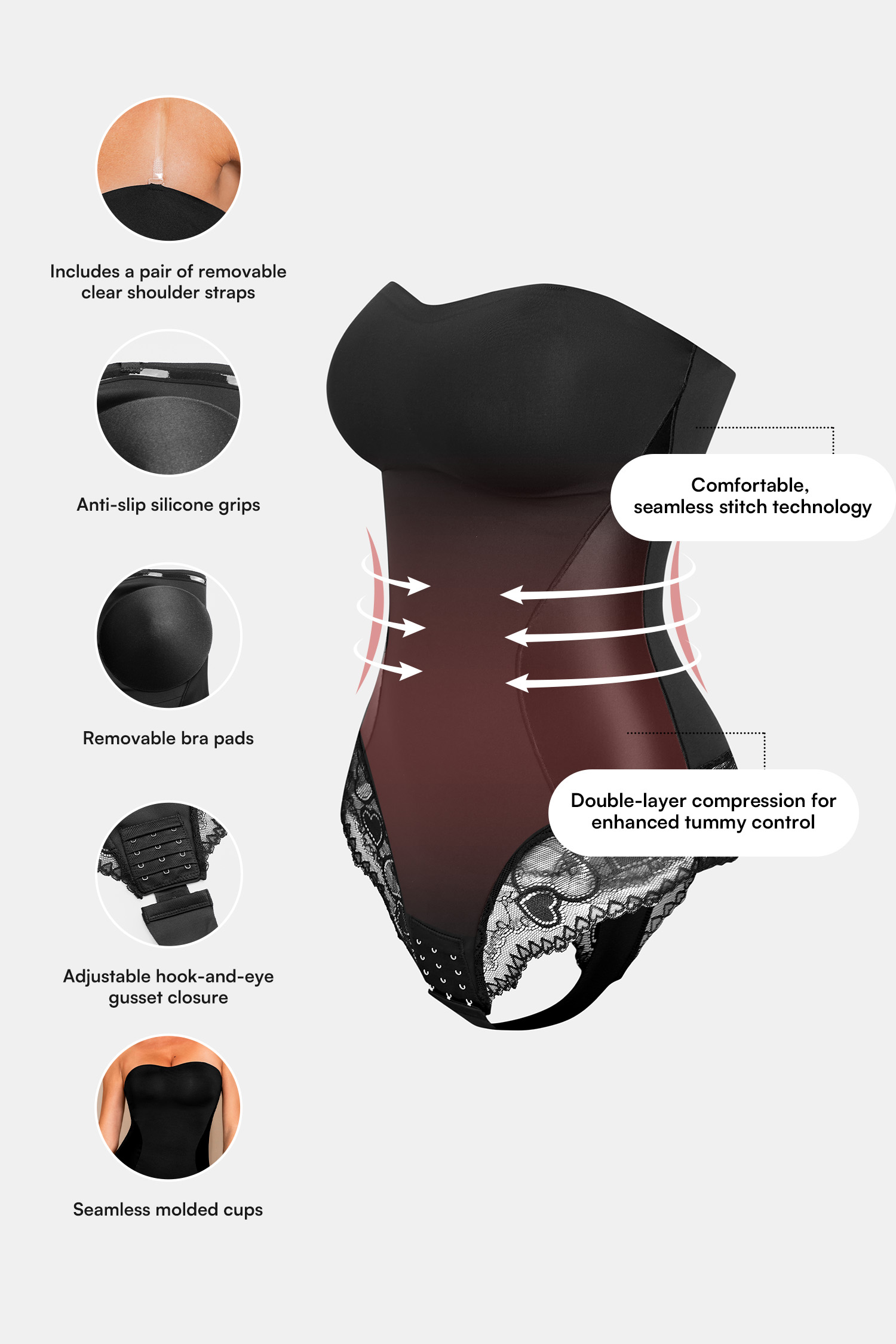 On the Down Low Black Shapewear Bodysuit