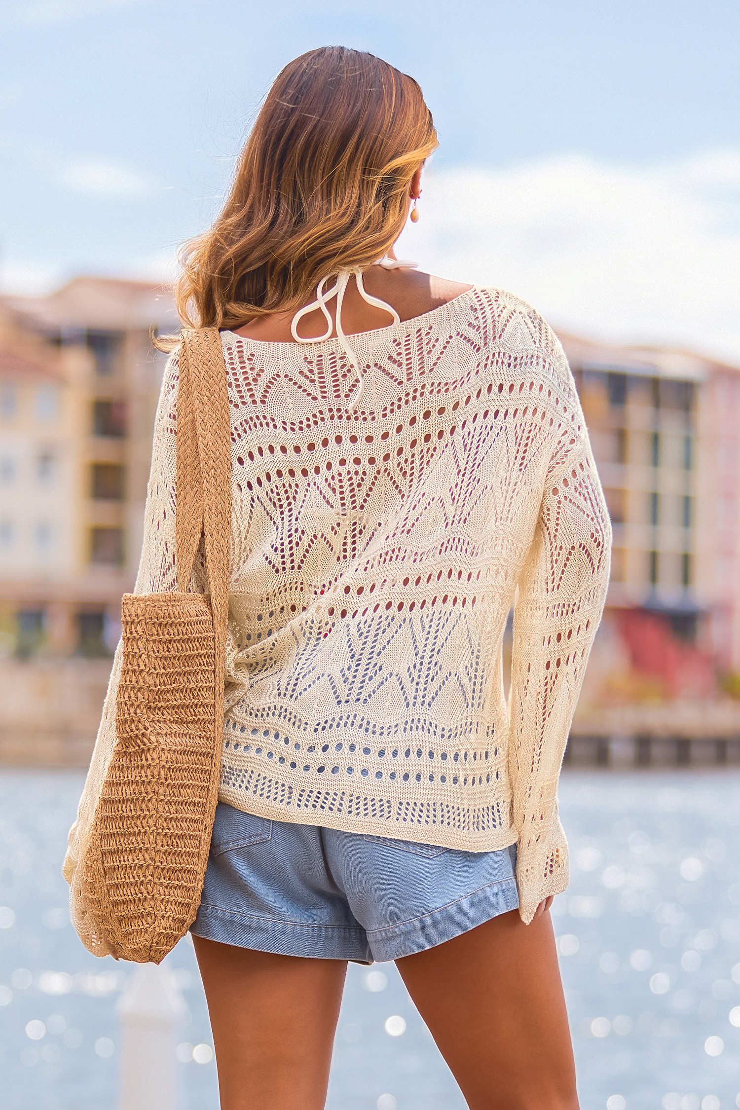 Whimsy Era Beige Cover-Up Top