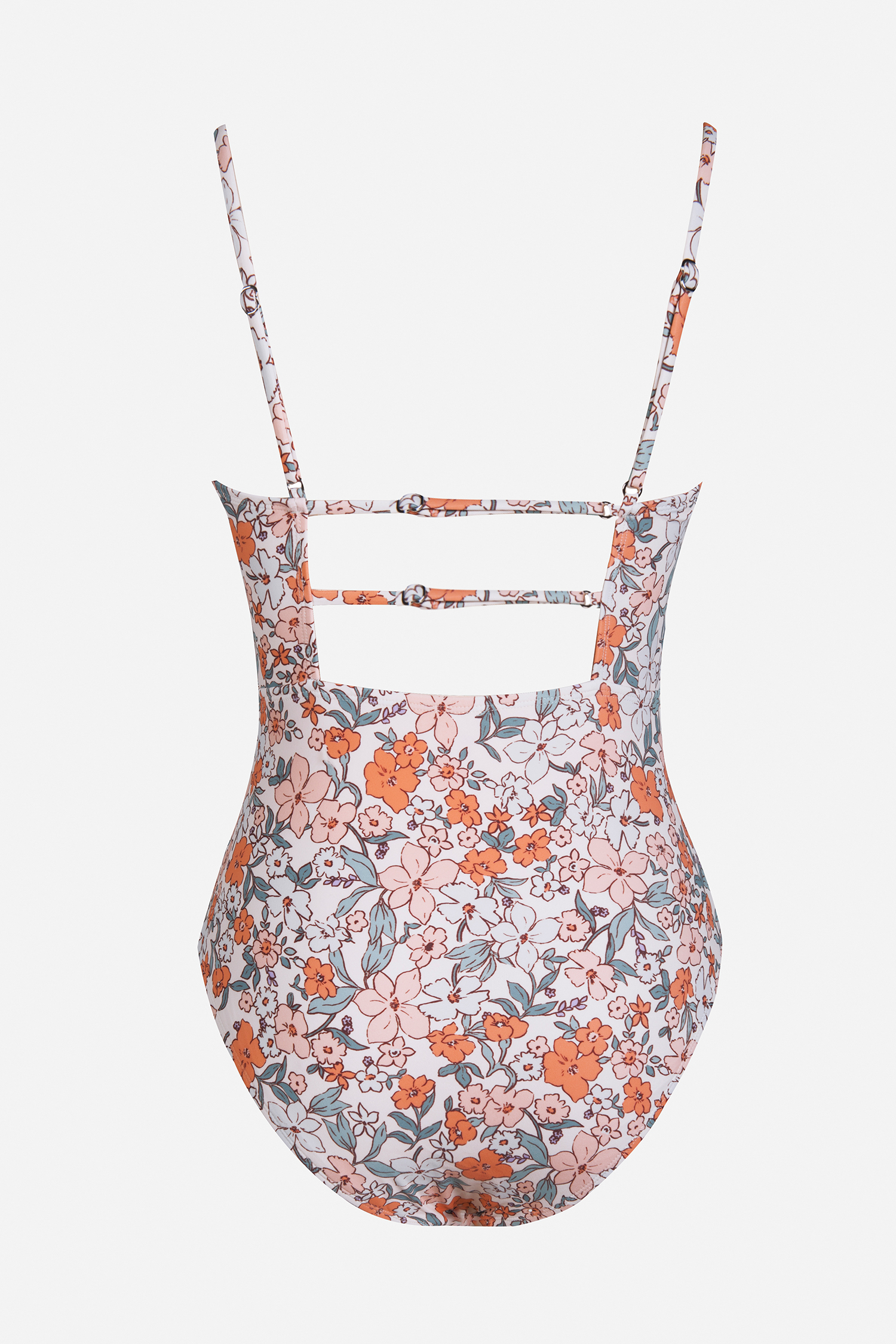 Retro Floral Square Neck Tummy Control One-Piece