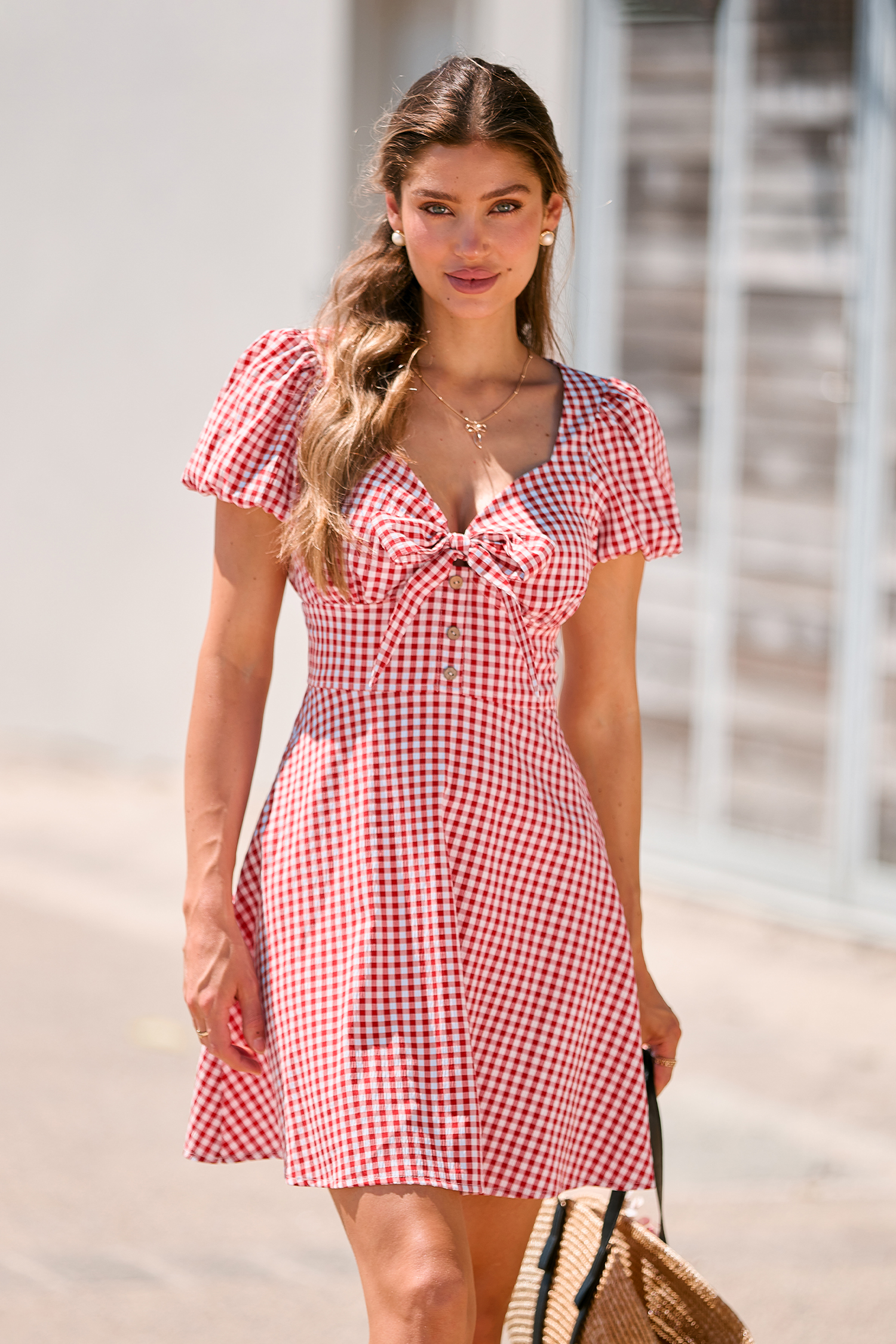 Strawberry Jam Gingham Mini Dress