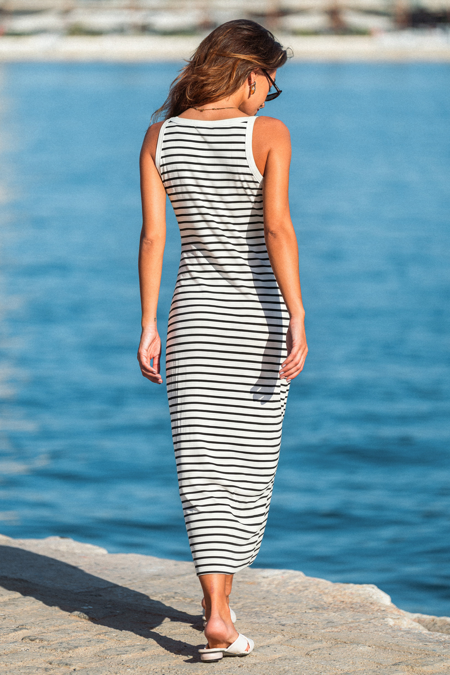 Running Late Striped Maxi Dress