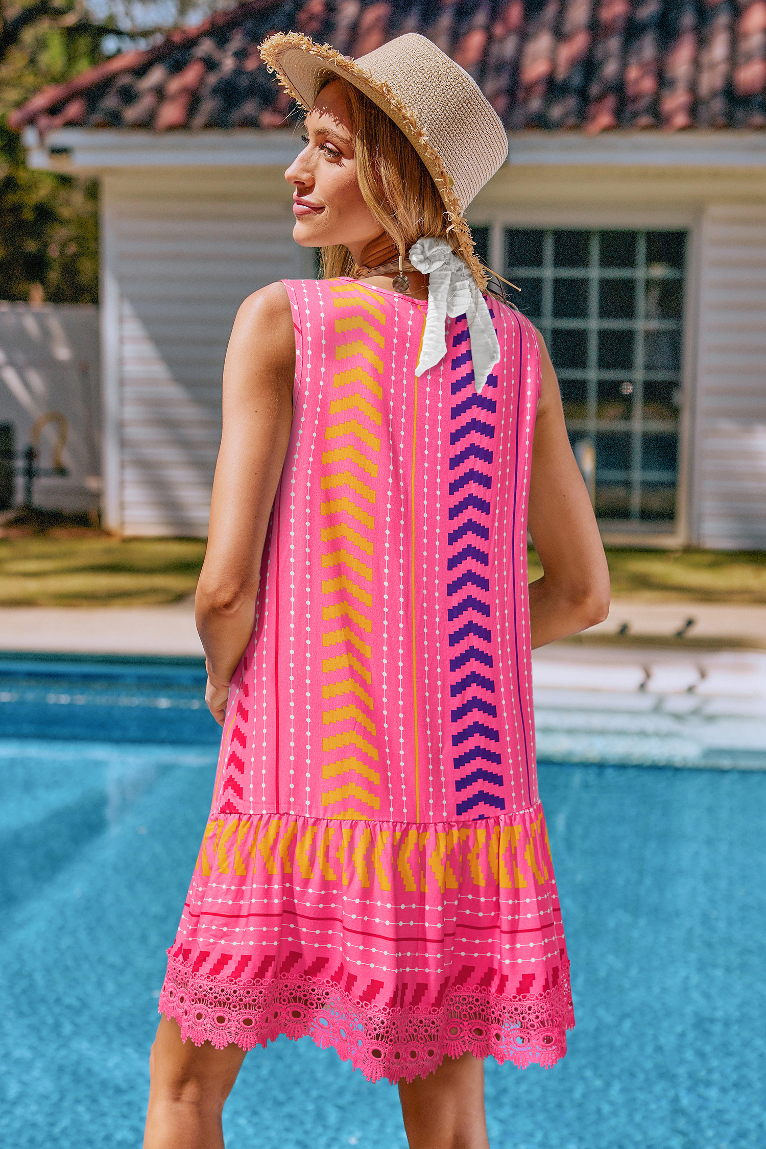 So Cliché Geo Cover-Up Mini Dress