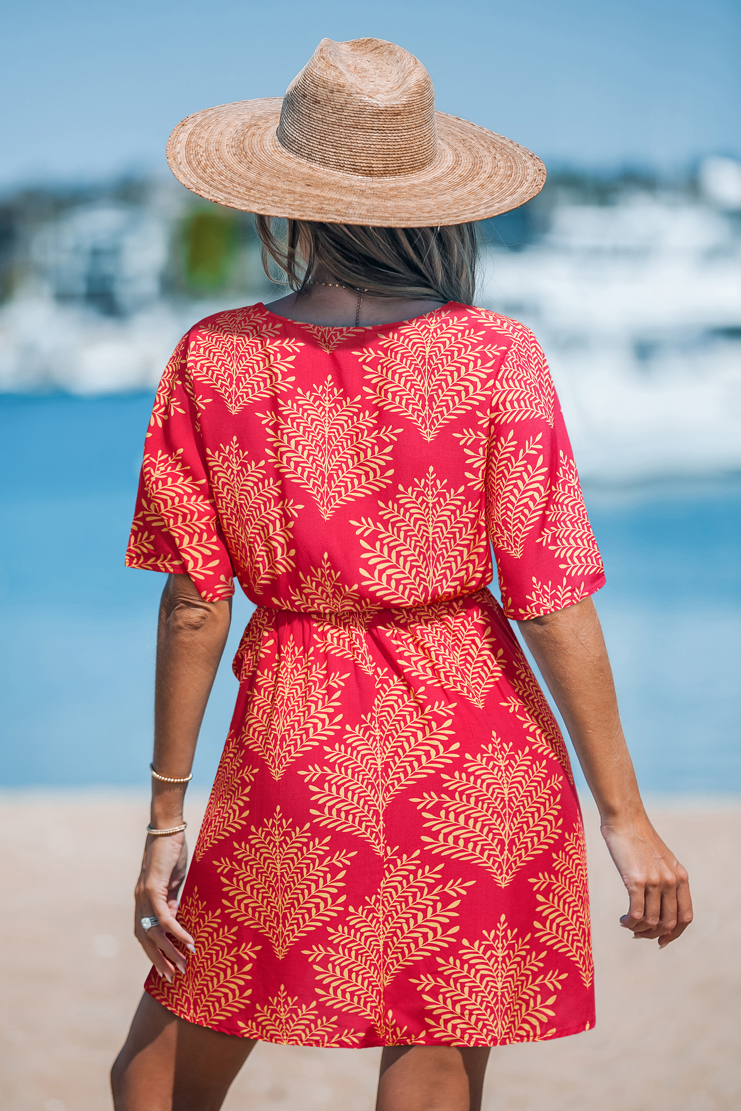 Zachte varen tropische mini-jurk