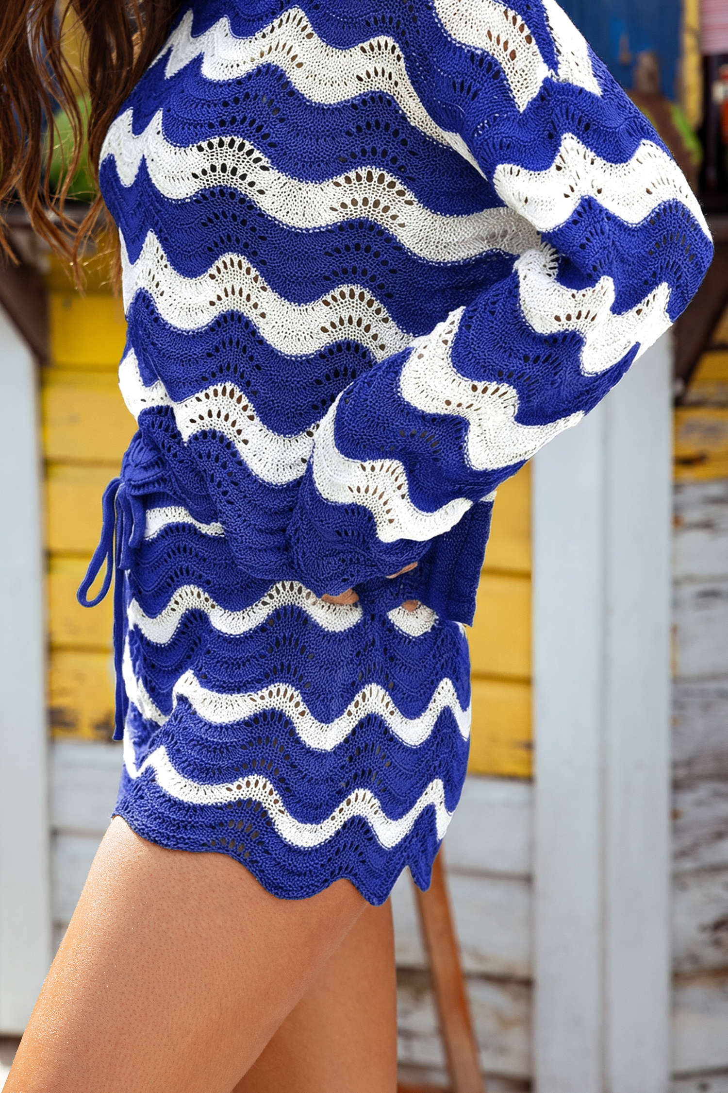 Coral Garden gestreepte cover-up shorts