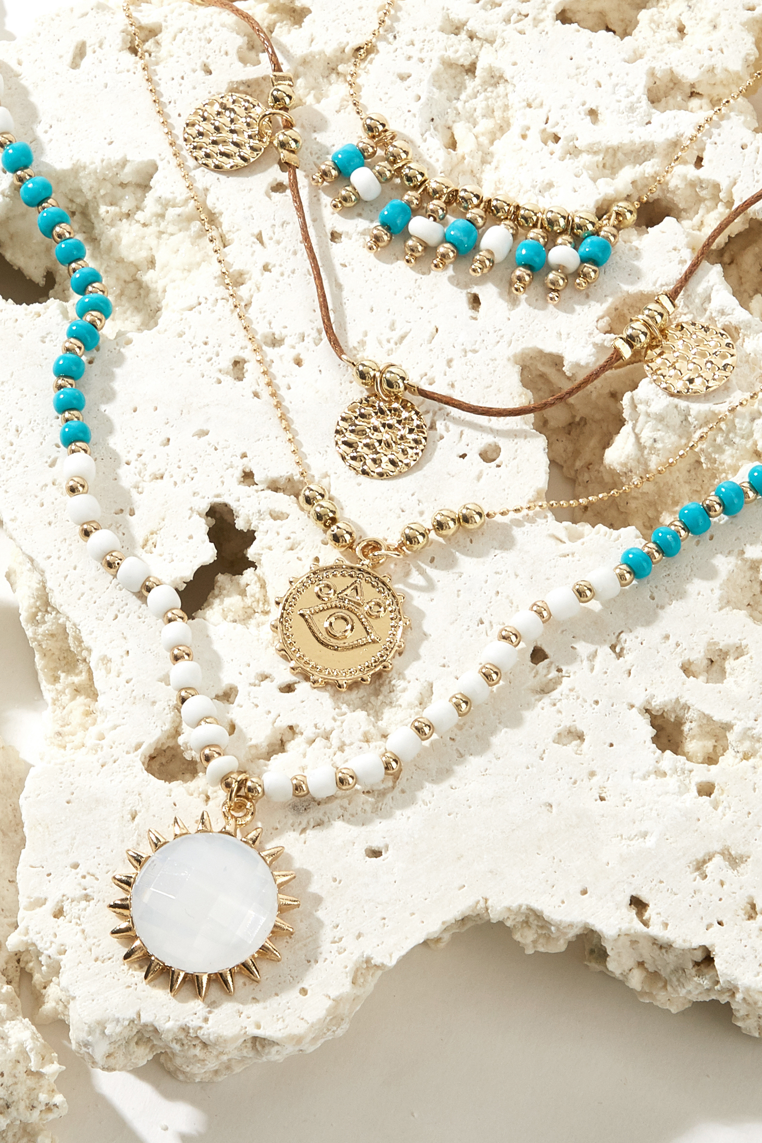 Glinting Gold-Tone Necklace Set