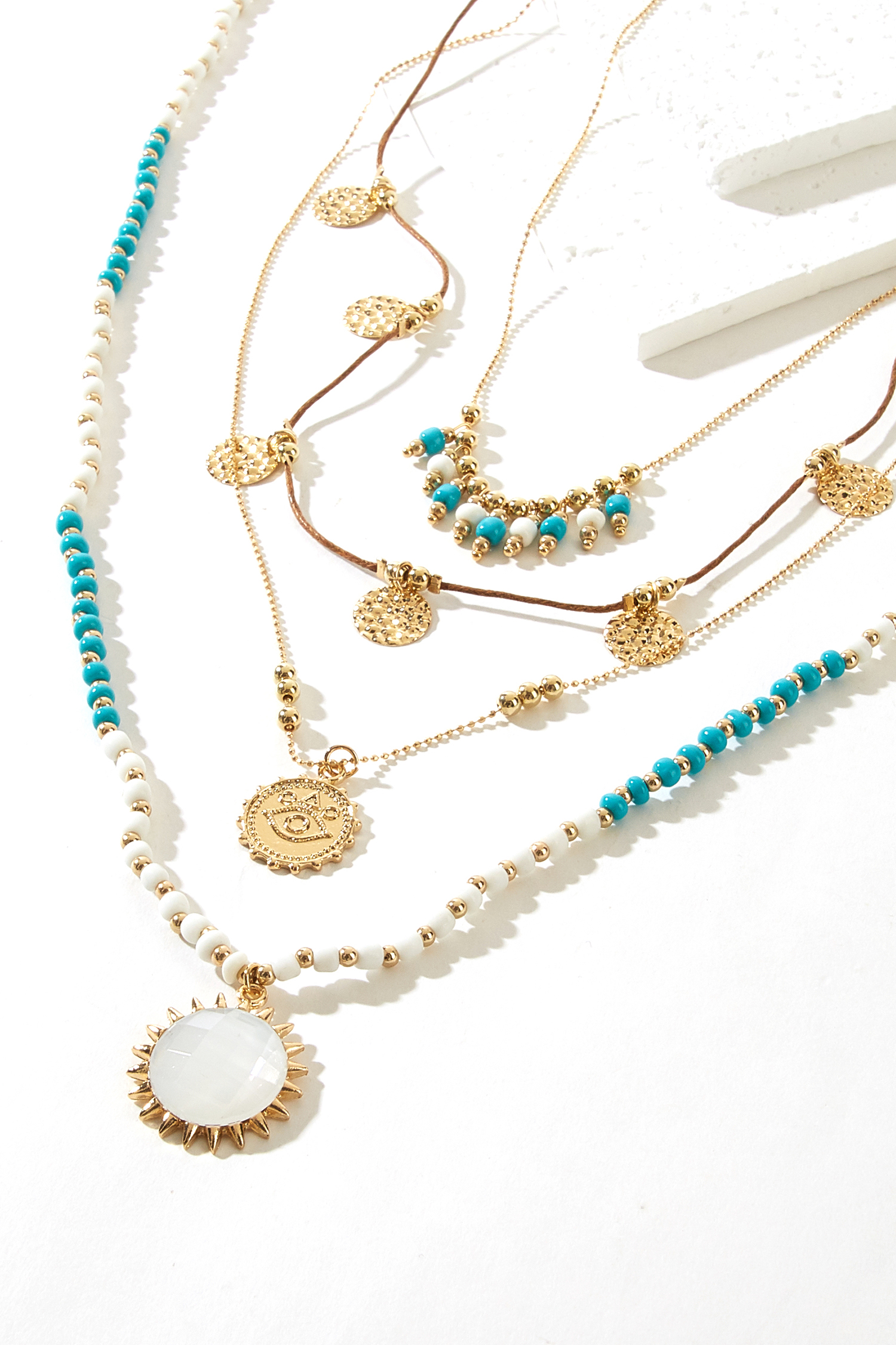 Glinting Gold-Tone Necklace Set