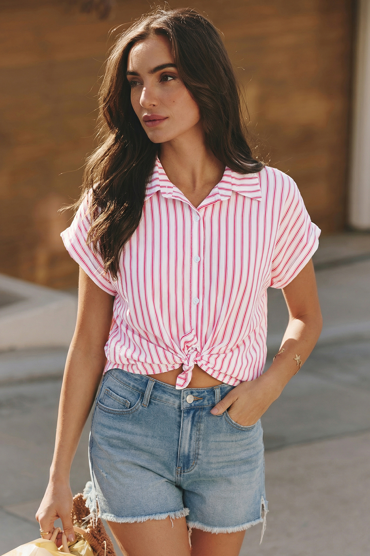 Blouse met meringue strepen