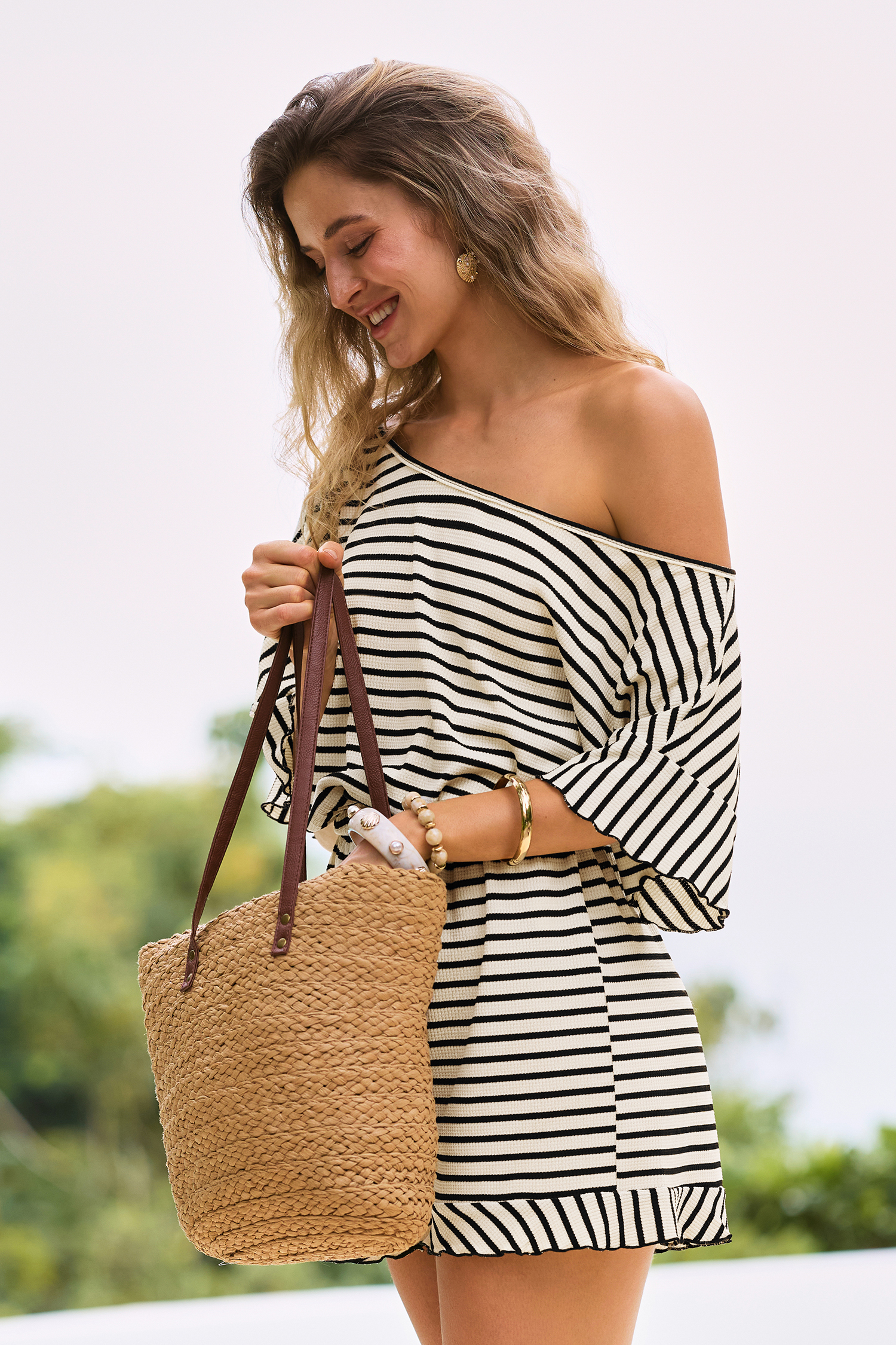 Combishort à rayures