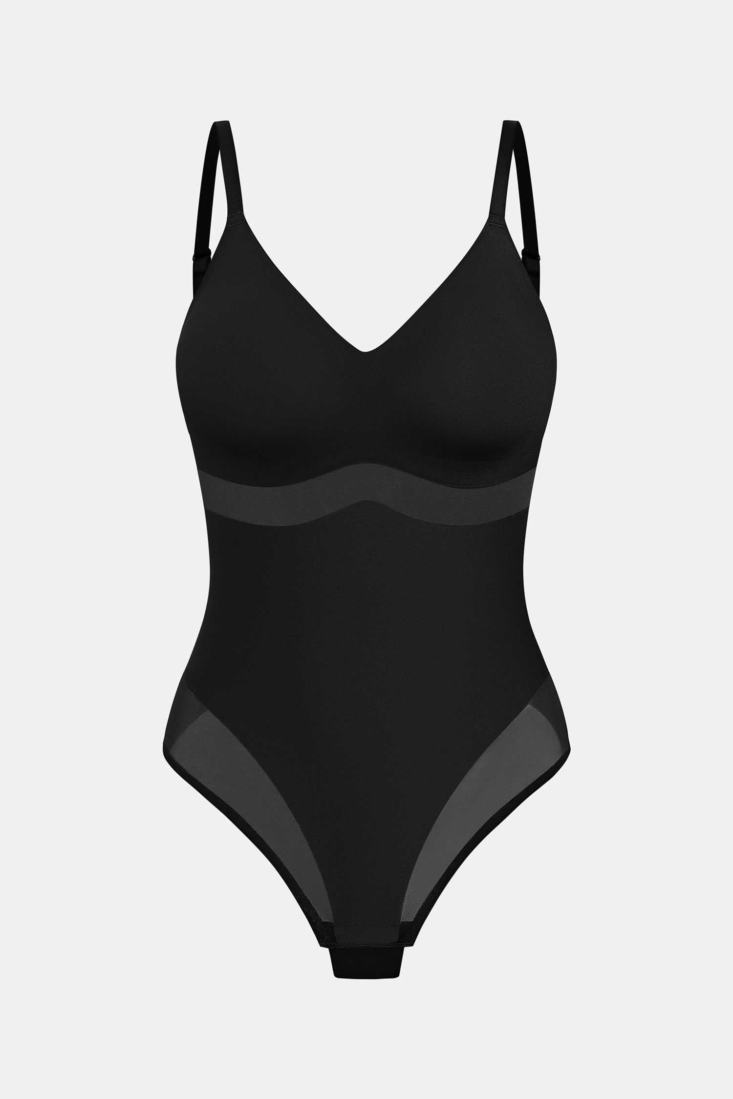 Schwarzer Shapewear-Body mit Druckknopfverschluss