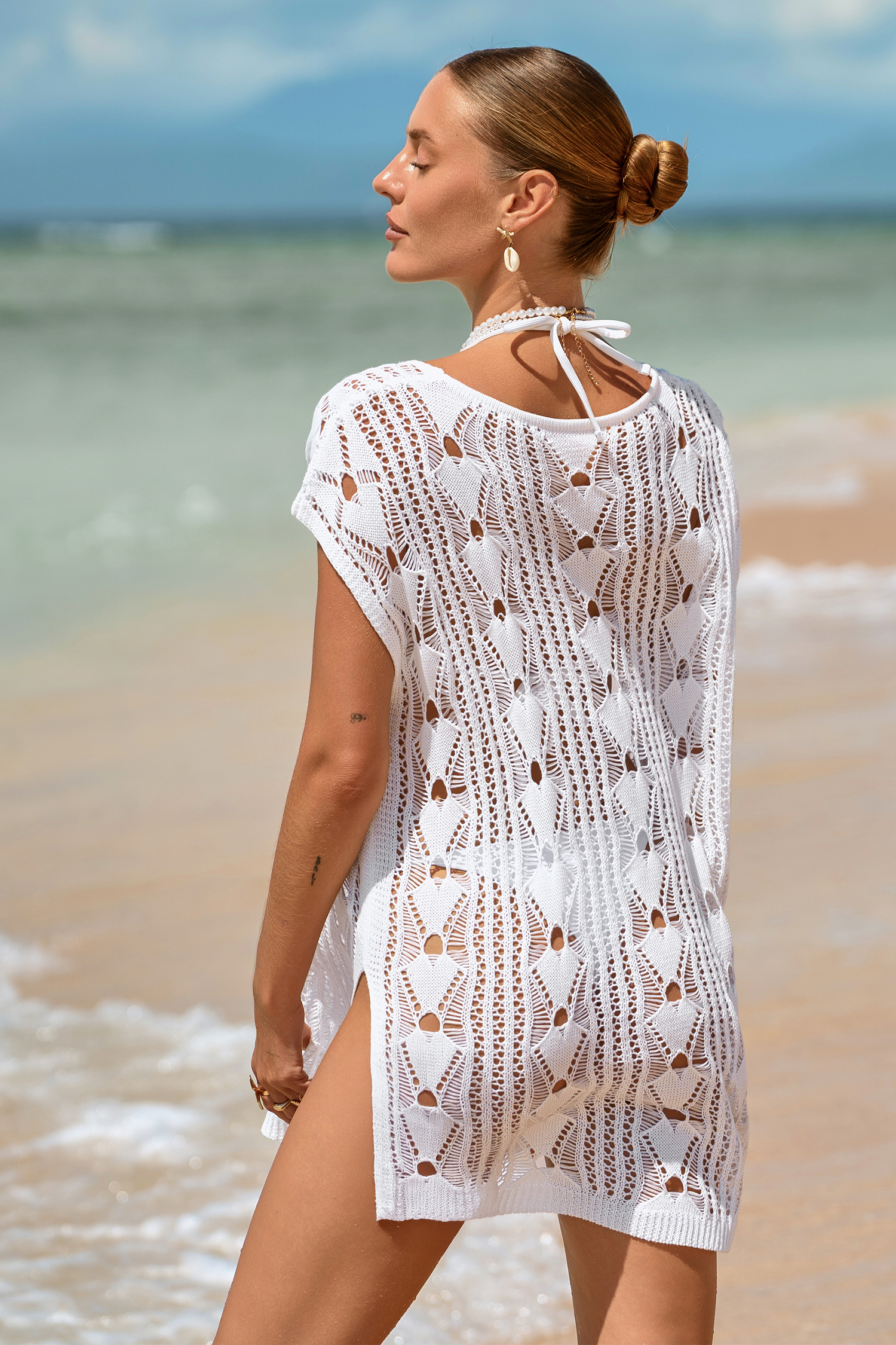 Mini abito bianco coprente One-Way Ticket