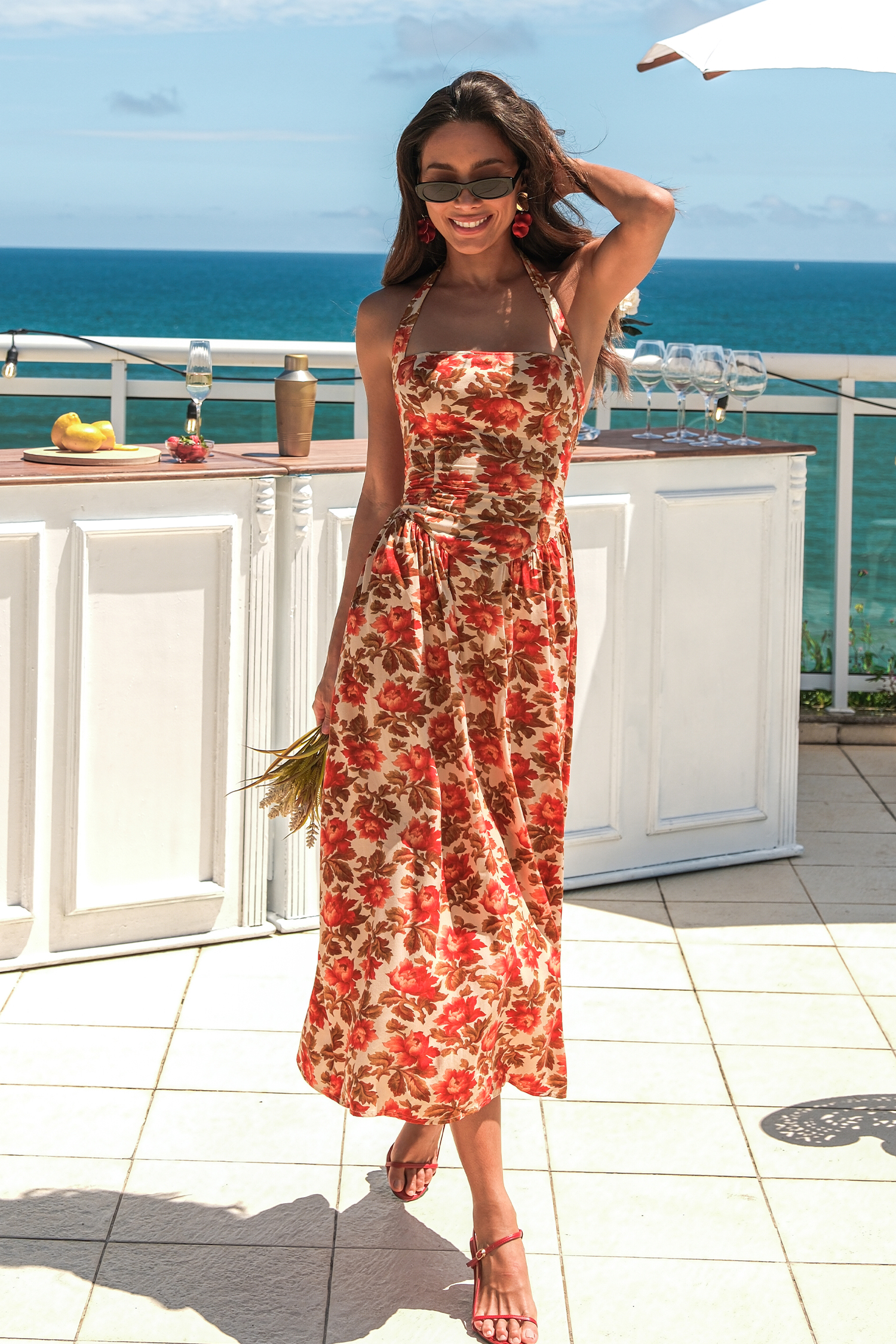 Robe florale dos smocké