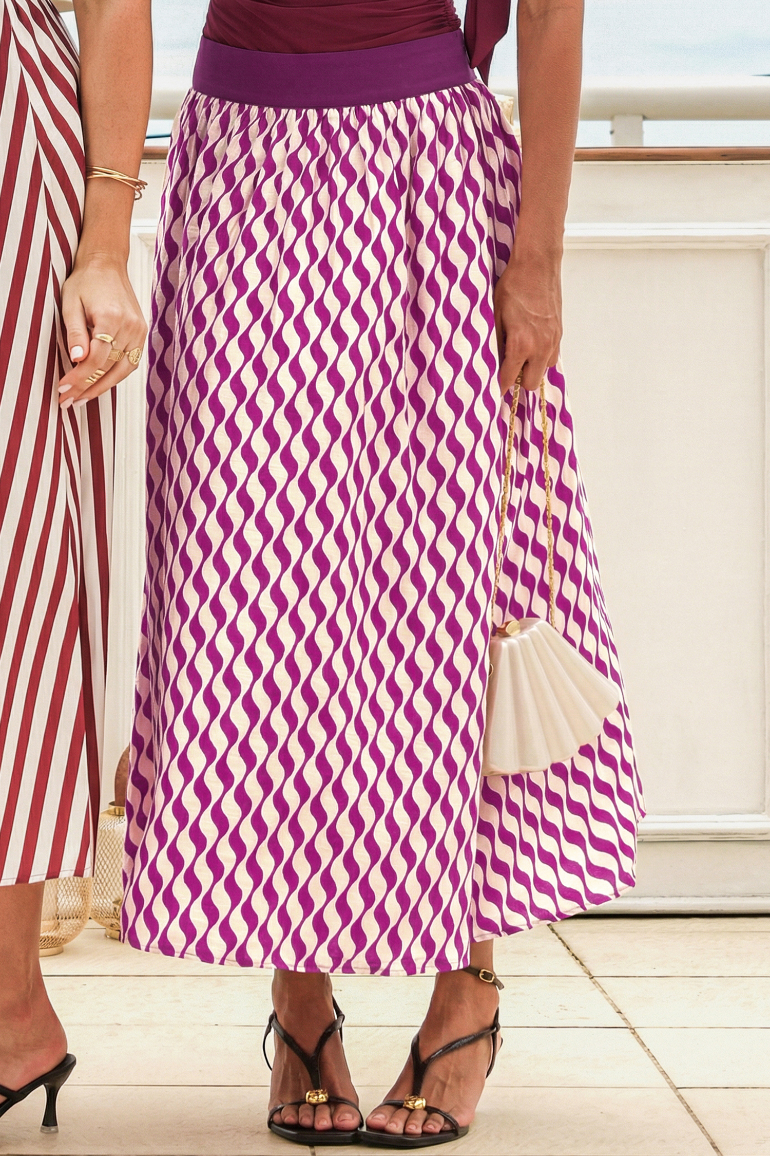 Meet You at Dusk Abstract Midi Skirt