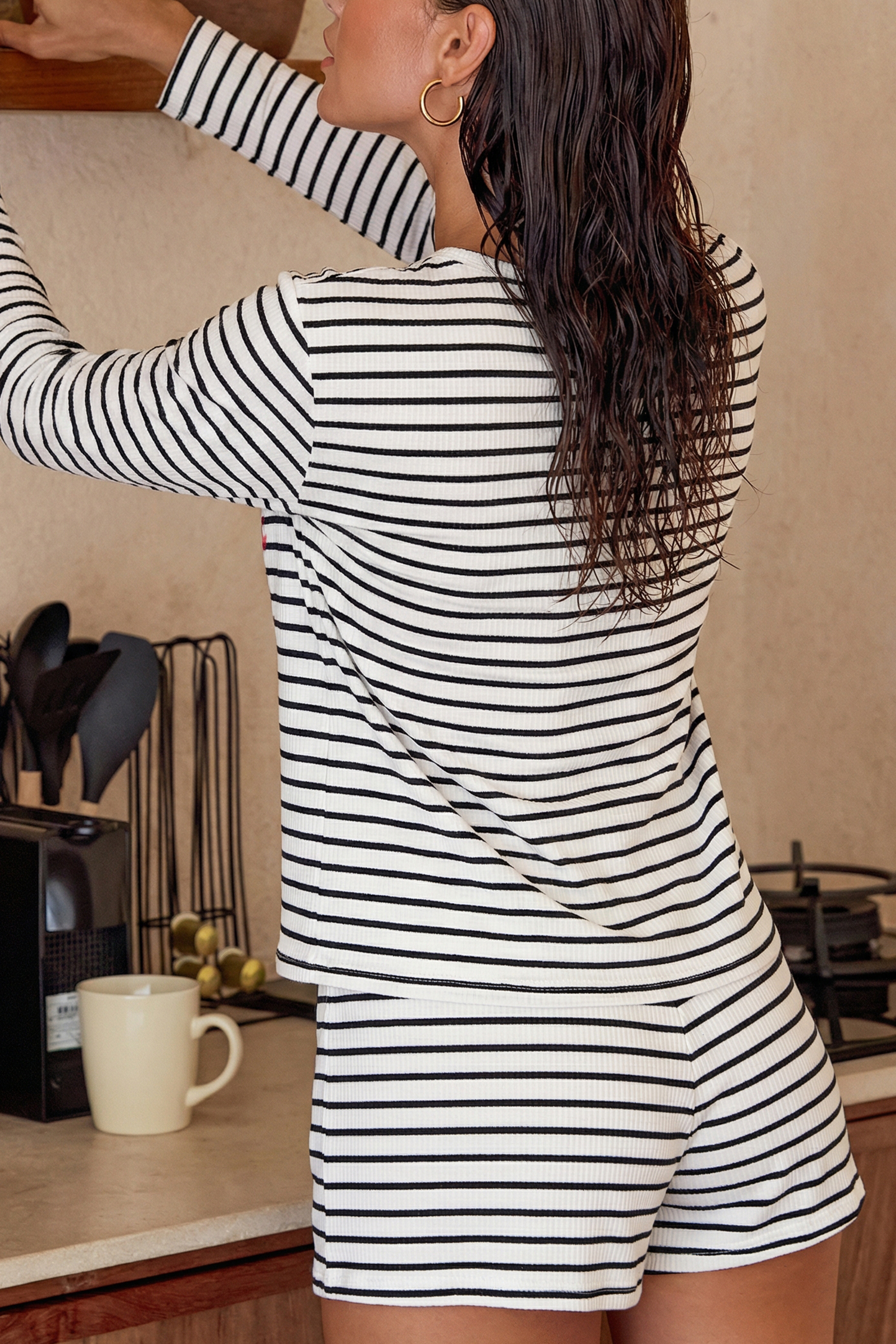Up All Night Striped Pajama Set