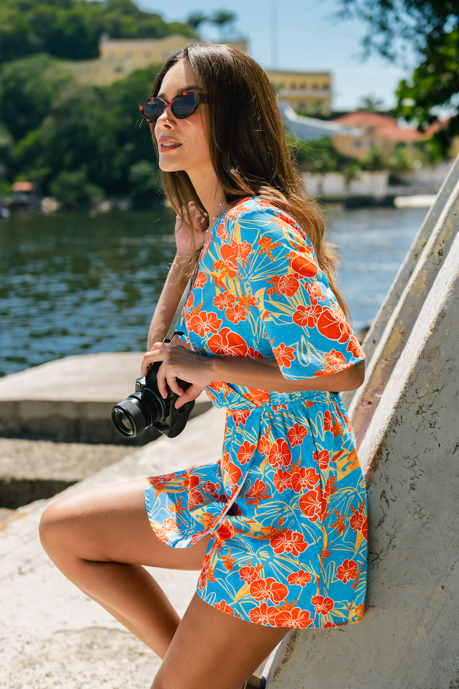 Romper met bloemenprint en eilandcultuur