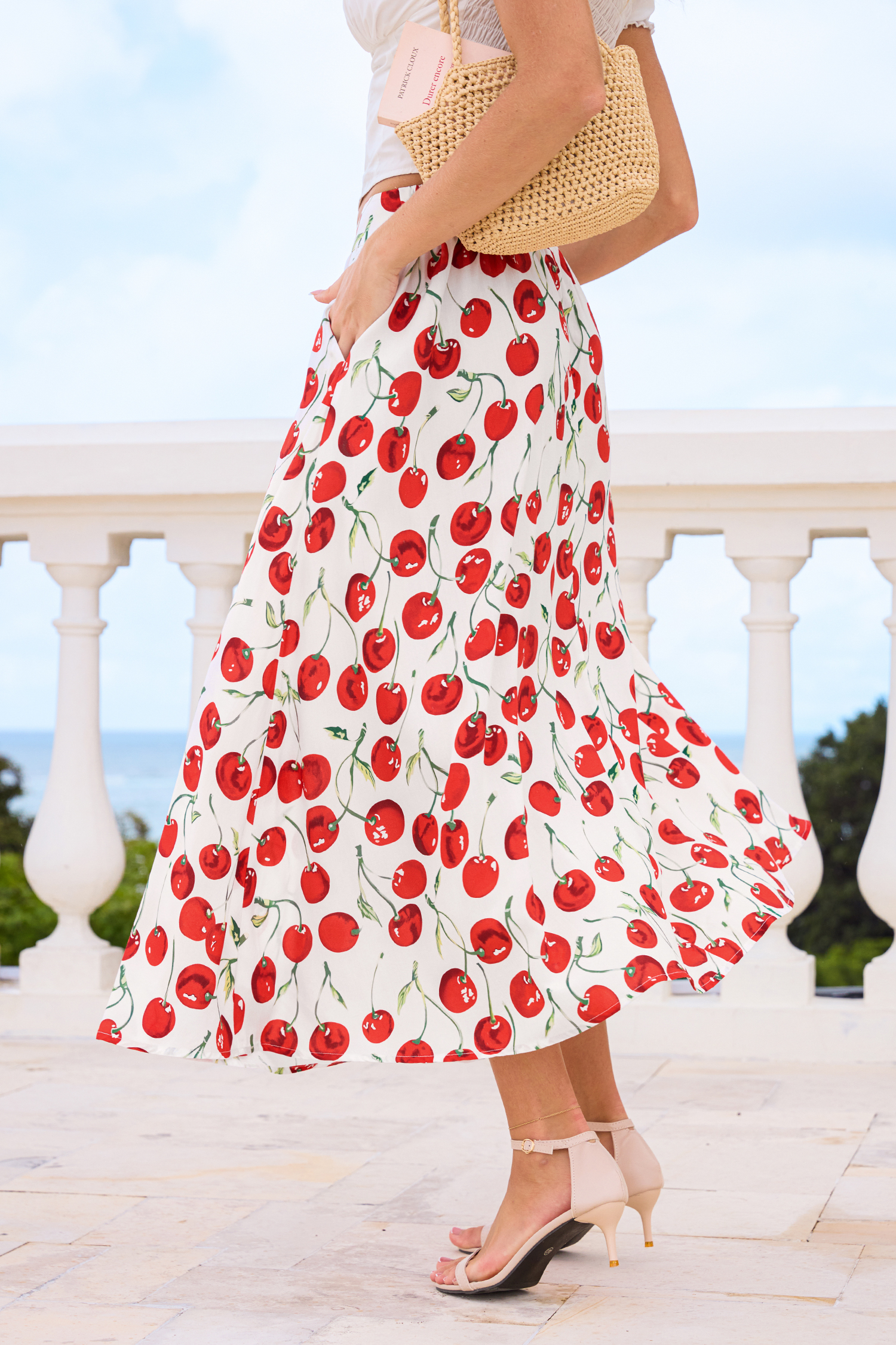 Garnish Cherry Midi Skirt