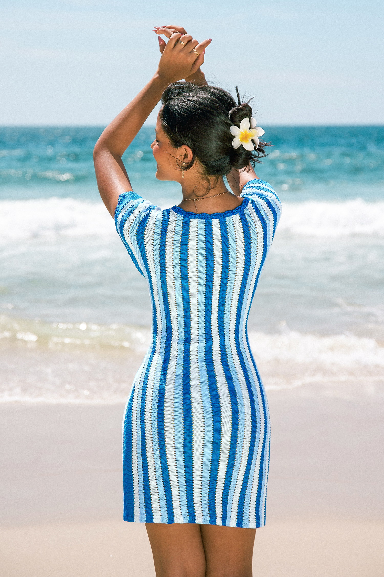 Fervor Striped Cover-Up Mini Dress