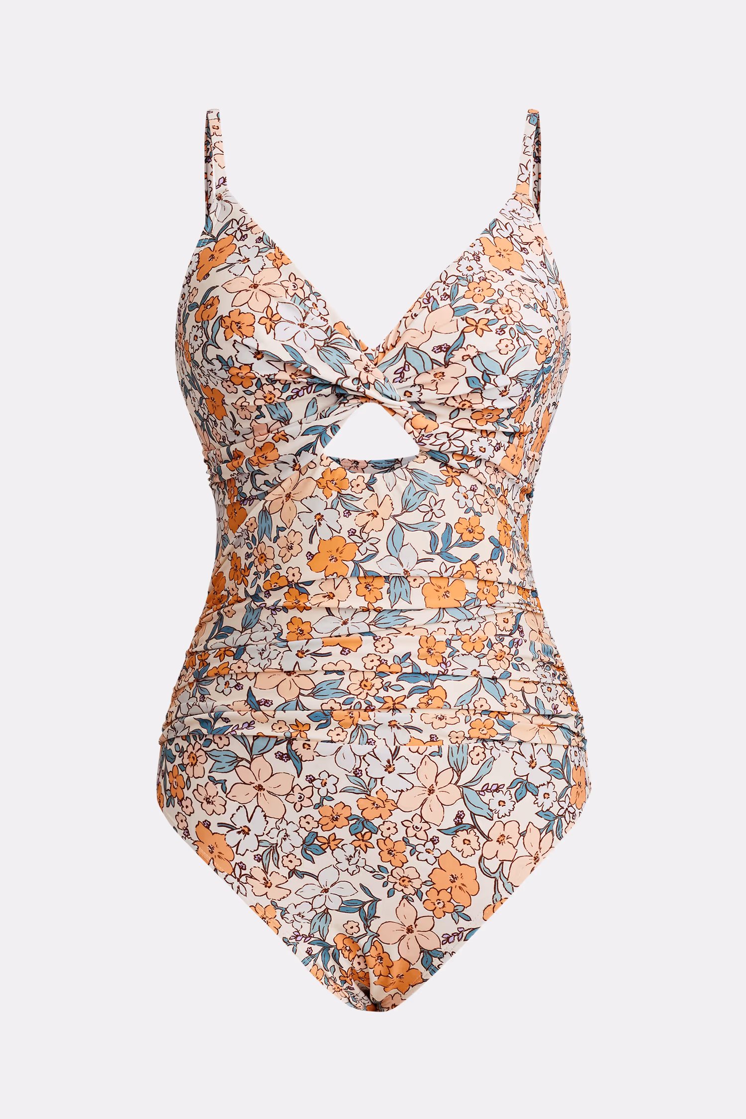 Yellow Ditsy Wrapped Cutout One-Piece