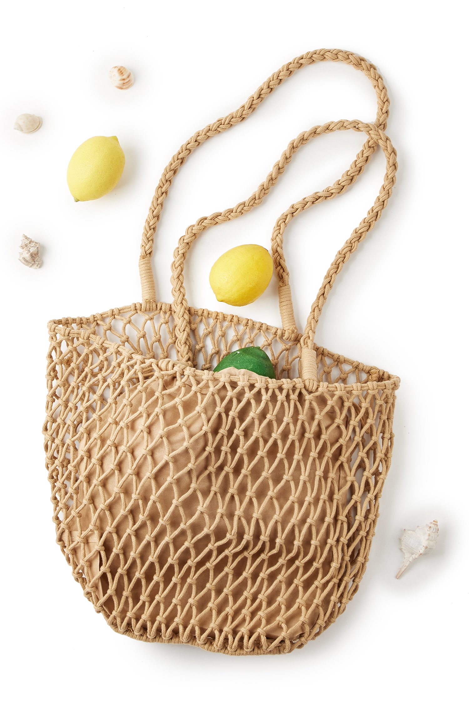 Kahki Strandtasche mit langen Schulterriemen