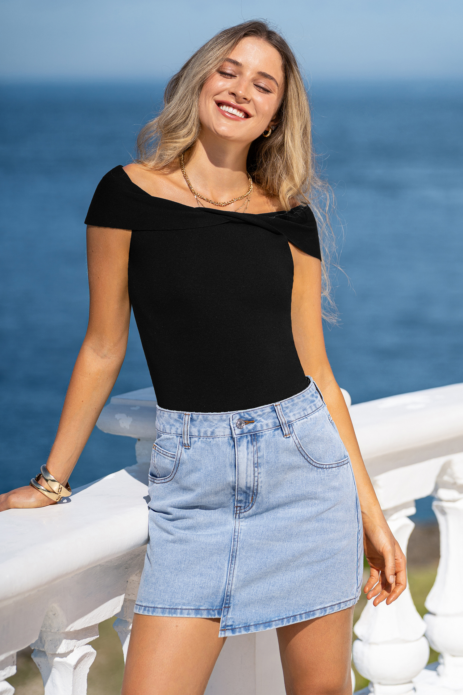 Call Your Bluff Blue Denim Mini Skirt