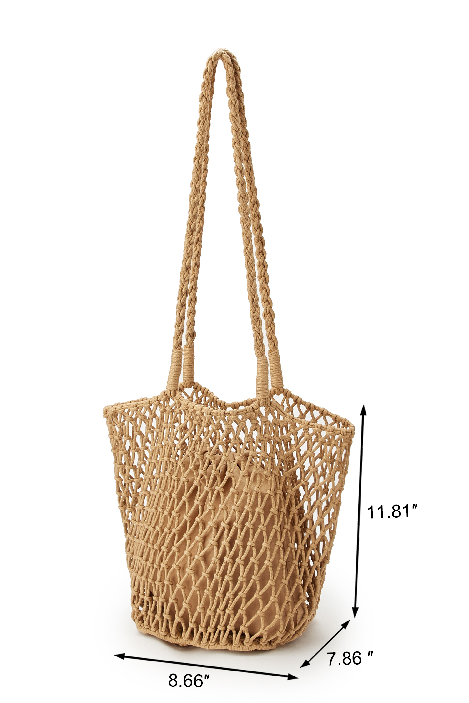 Kahki Strandtasche mit langen Schulterriemen