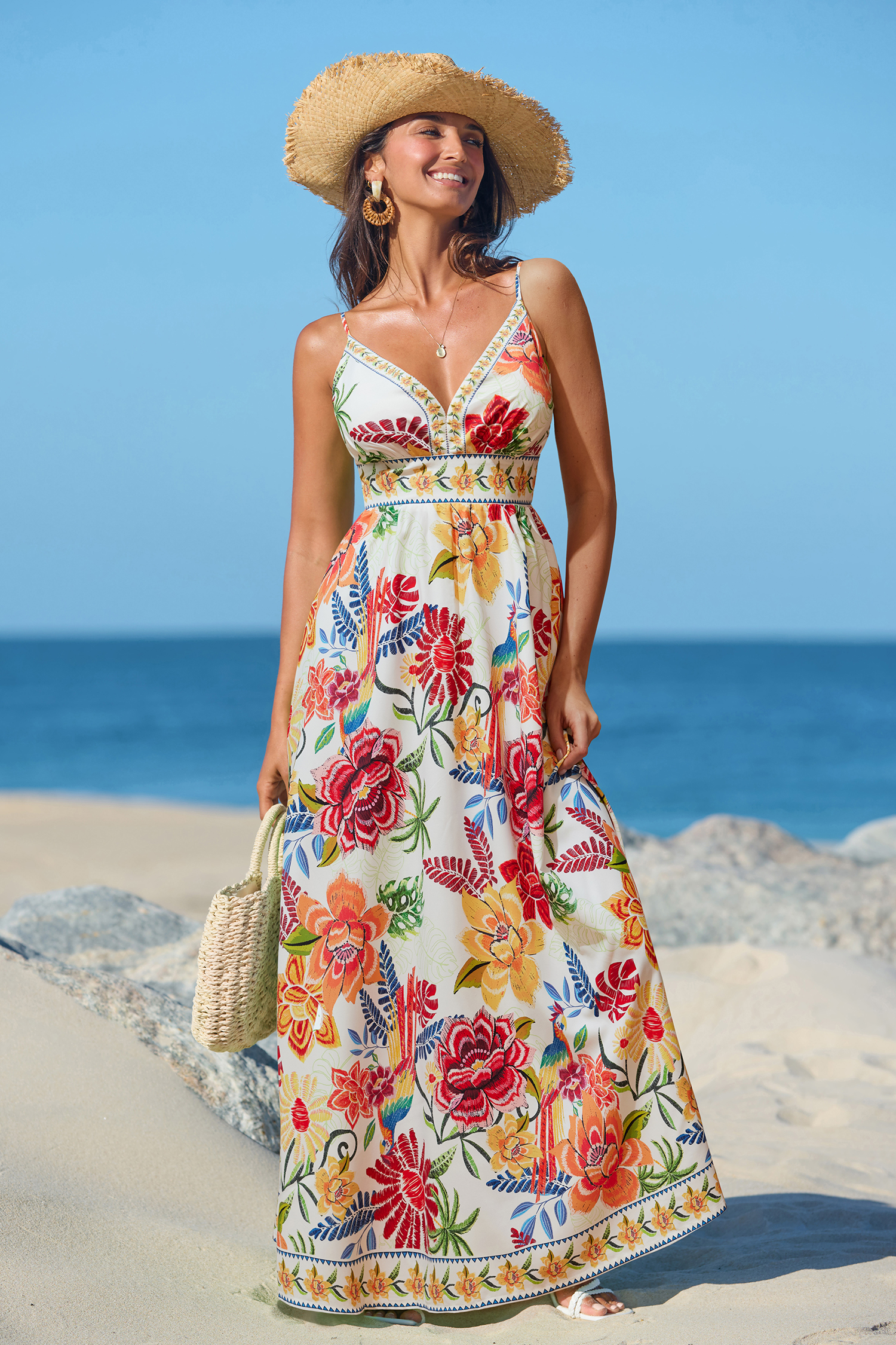 Vibrant Oasis Tropical Maxi Dress