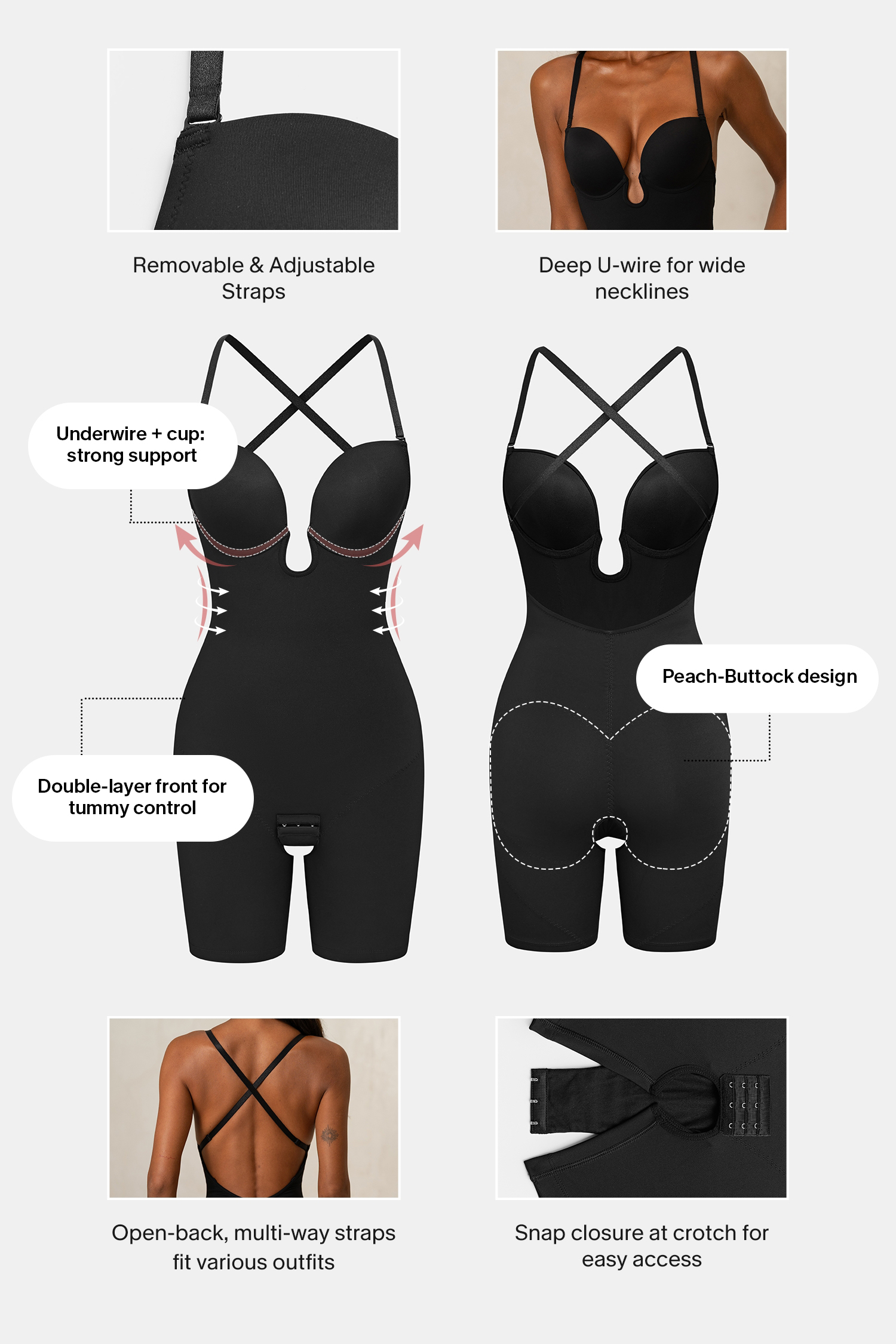 Body gainant bretelles réglables maintien léger