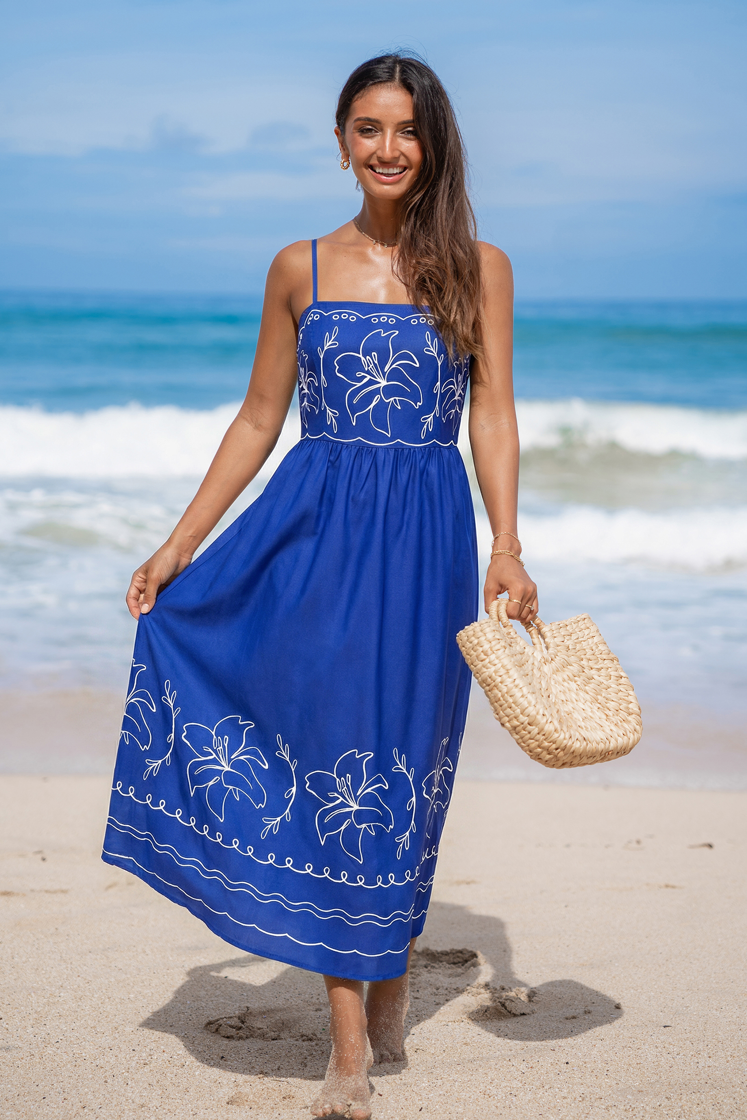 Baanbrekende midi-jurk met bloemenprint