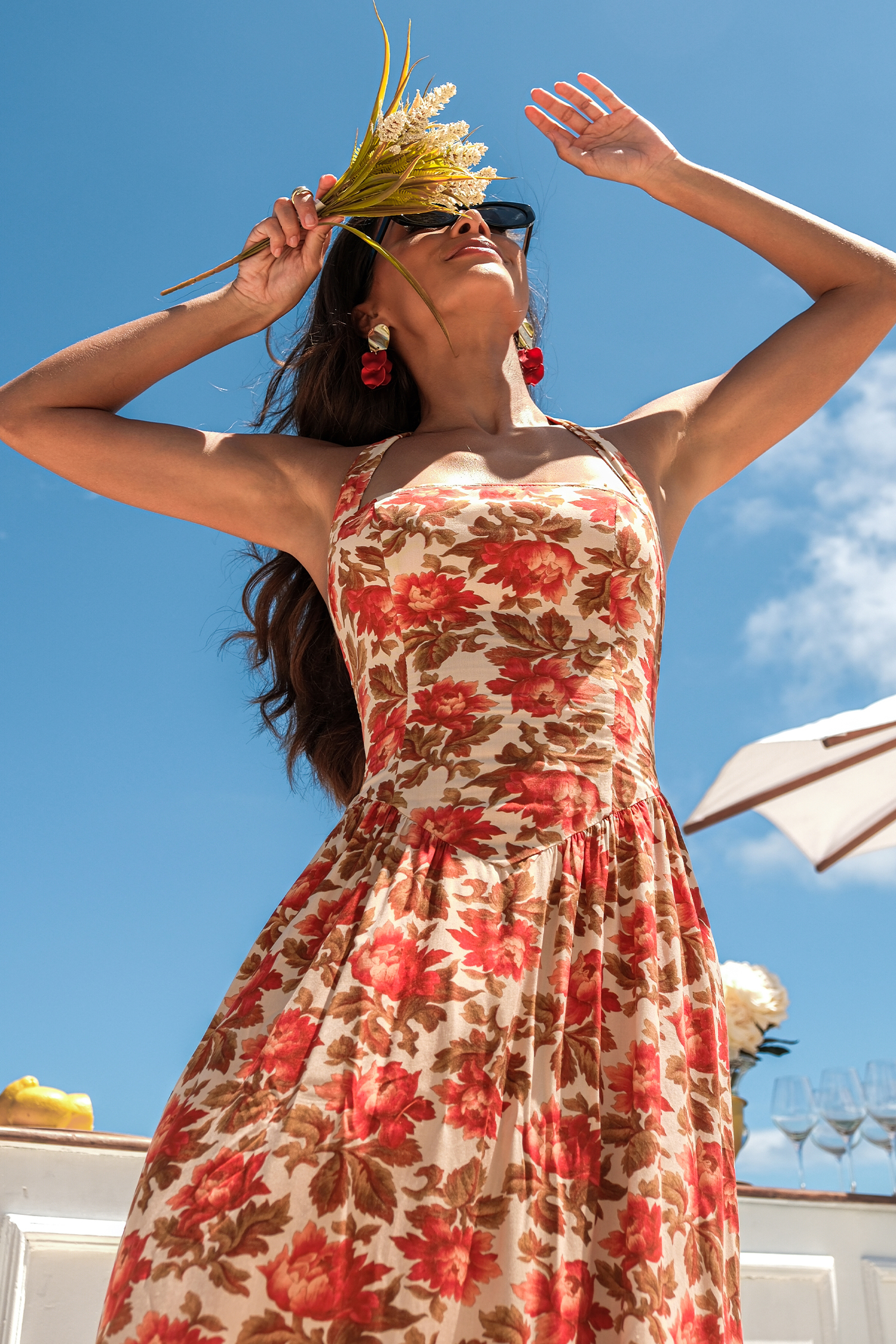 Pressed Roses Floral Midi Dress
