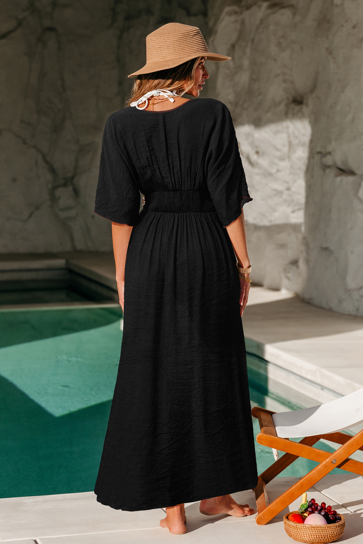 Boho Grace Black Cover-Up Maxi Dress