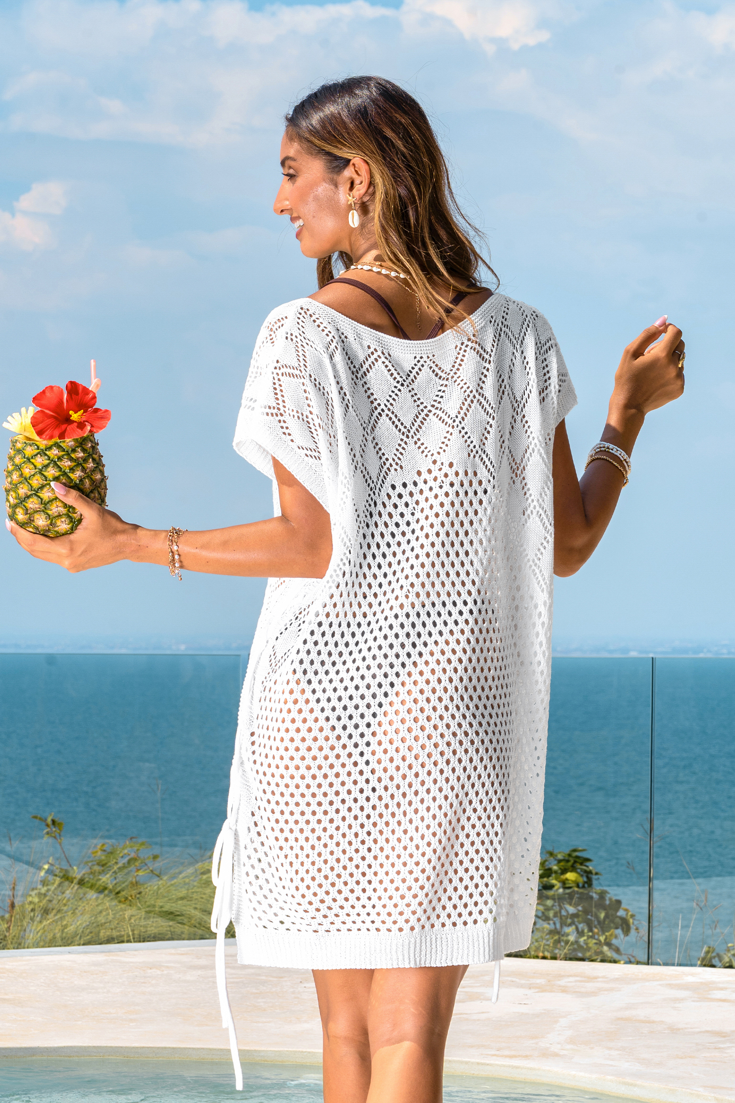 Waterfall White Cover-Up Mini Dress