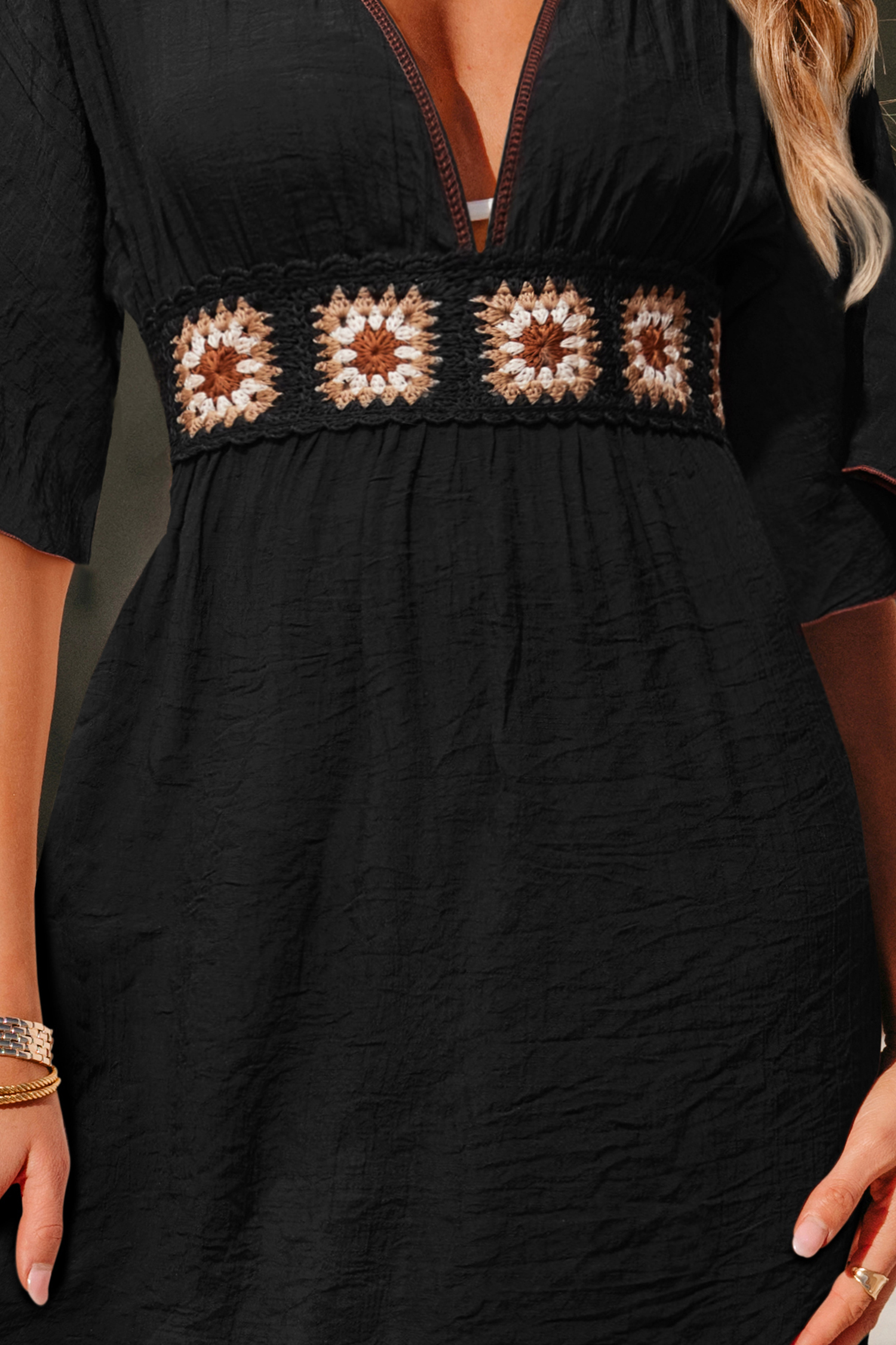 Boho Grace Black Cover-Up Maxi Dress