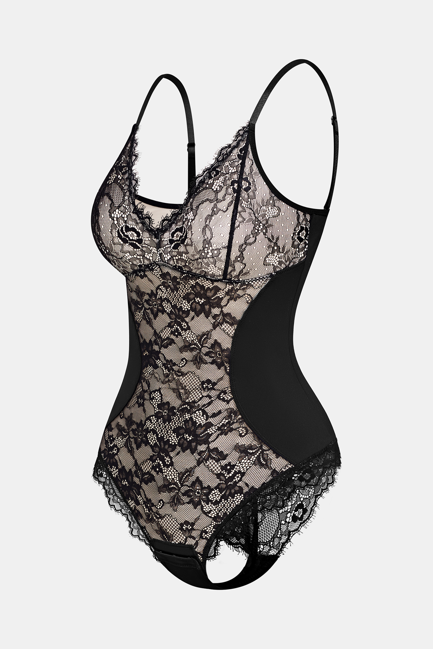 Body gainant noir en dentelle